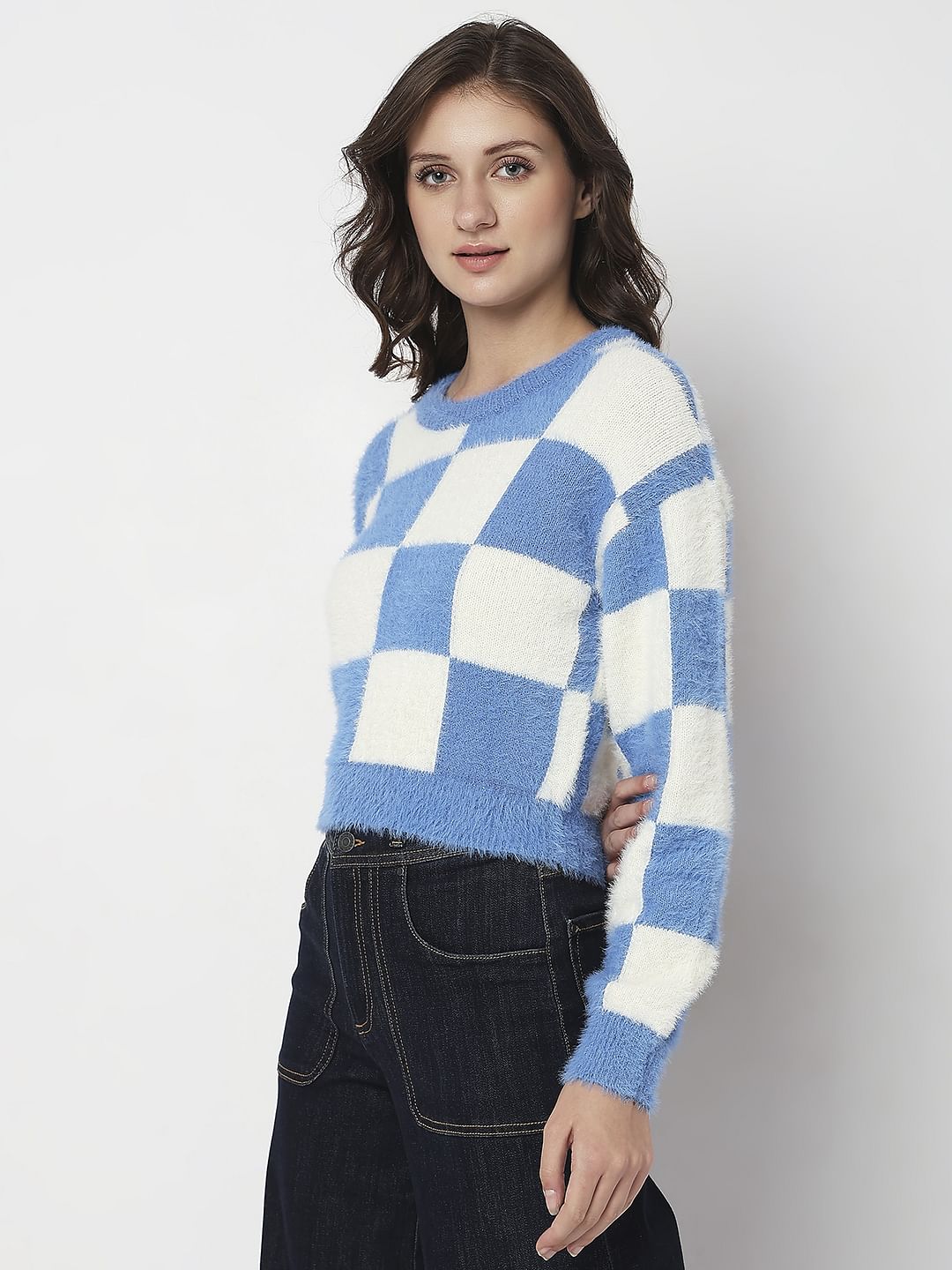 Blue & White Check Pullover