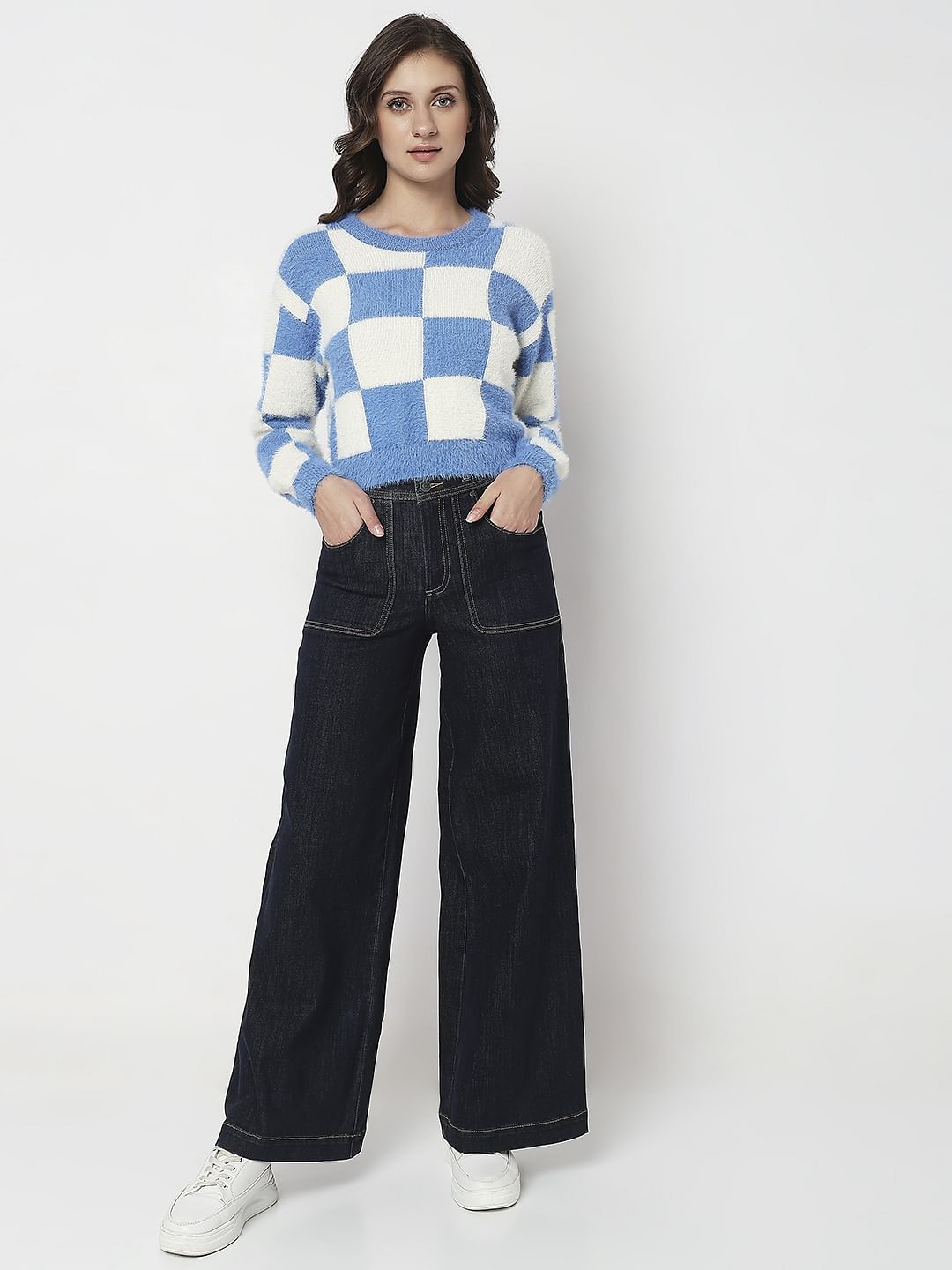 Blue & White Check Pullover