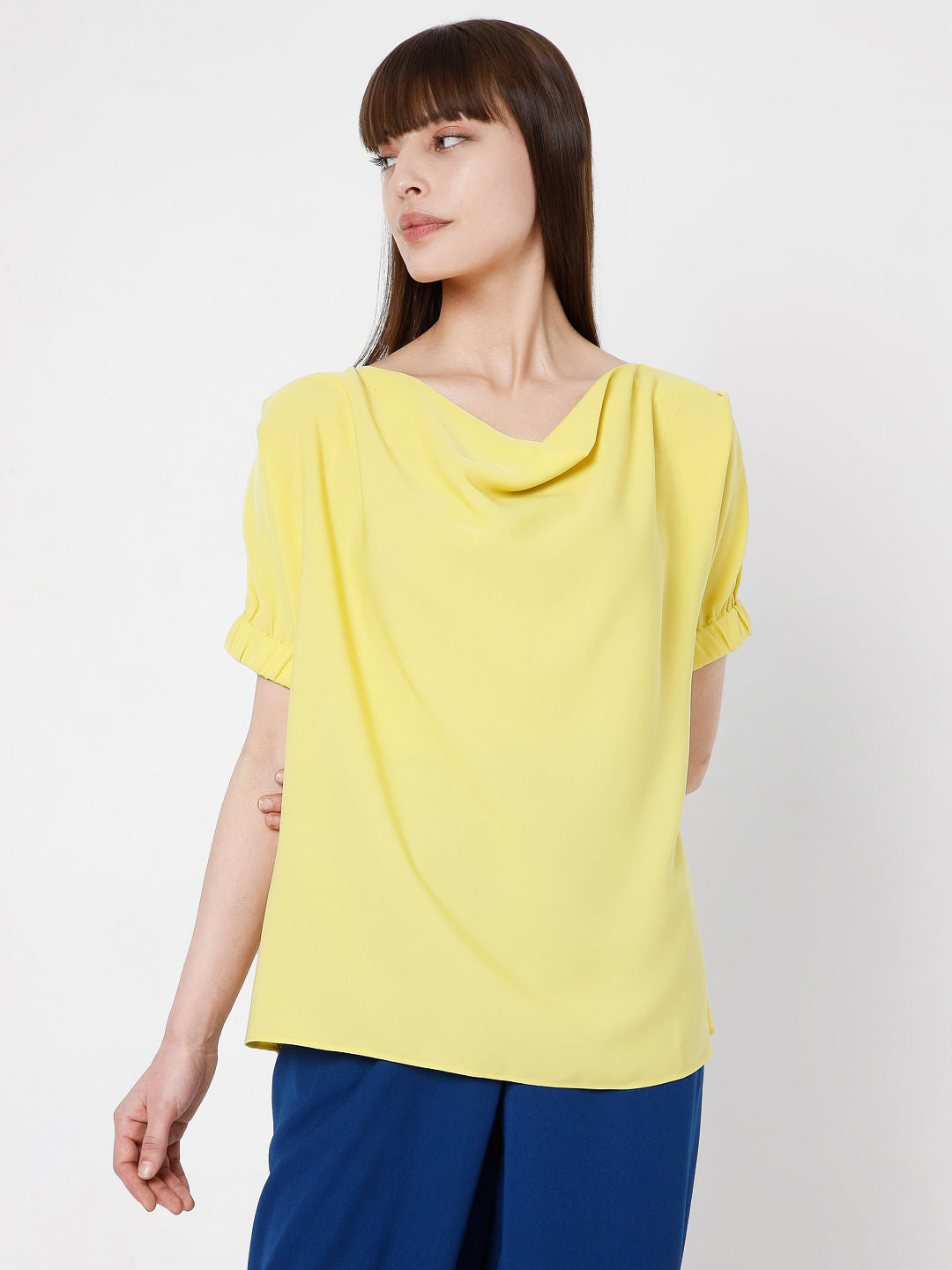 Yellow Cowl Neck Top