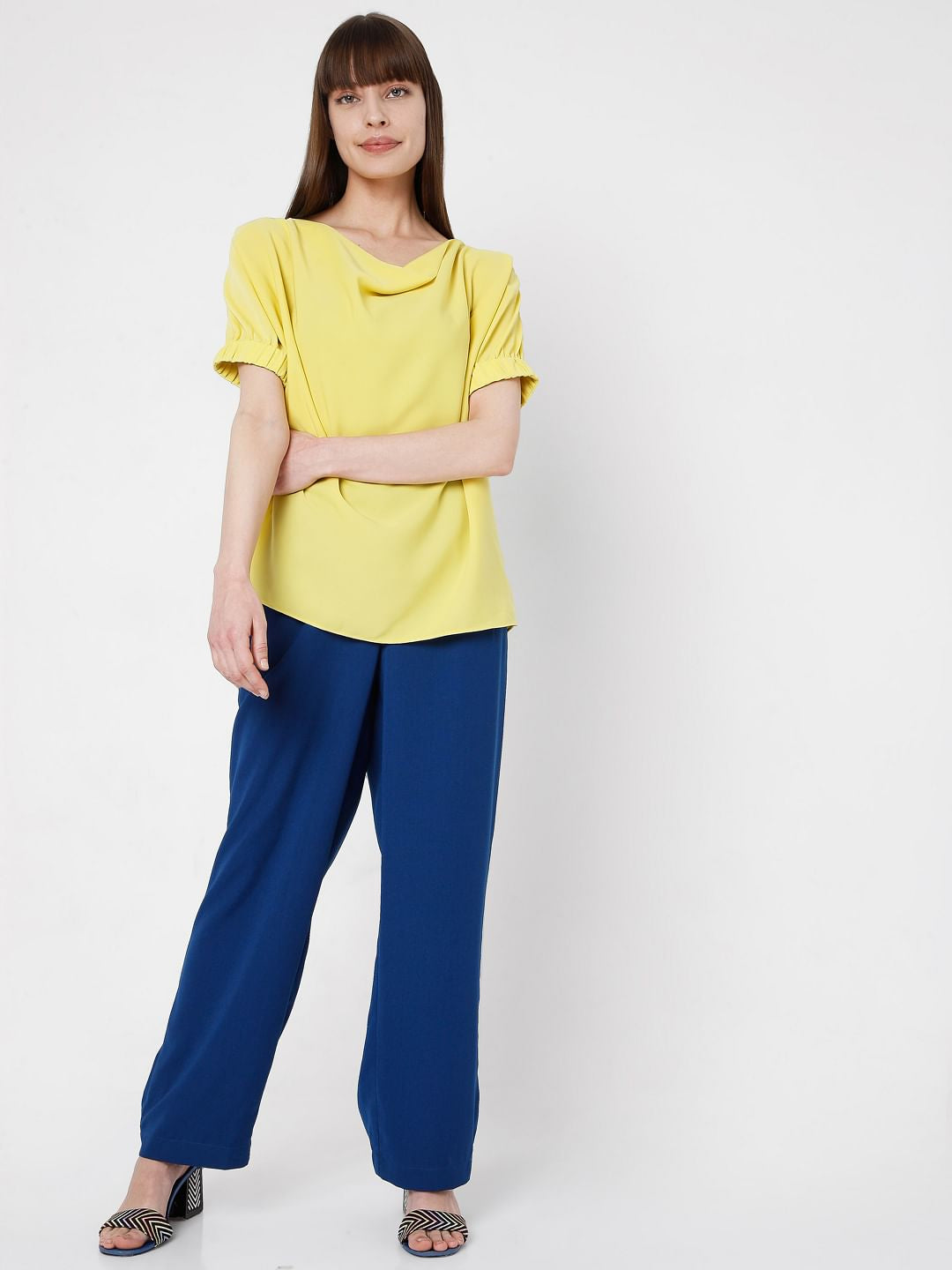 Yellow Cowl Neck Top