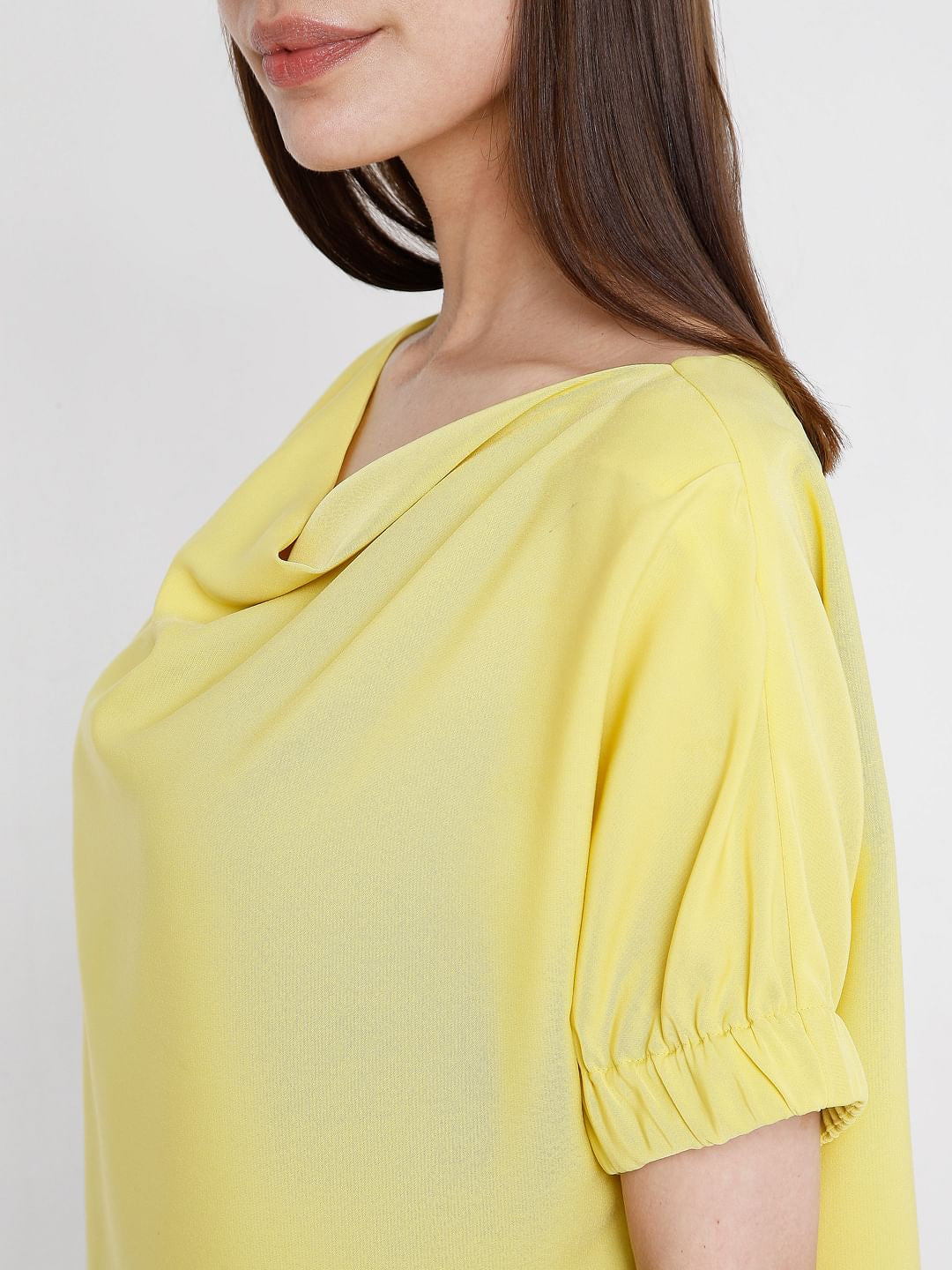 Yellow Cowl Neck Top