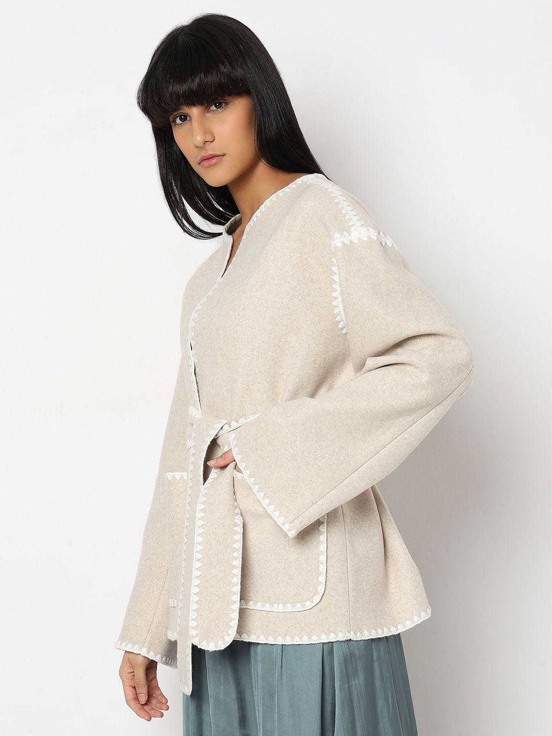 Beige Printed Jacket