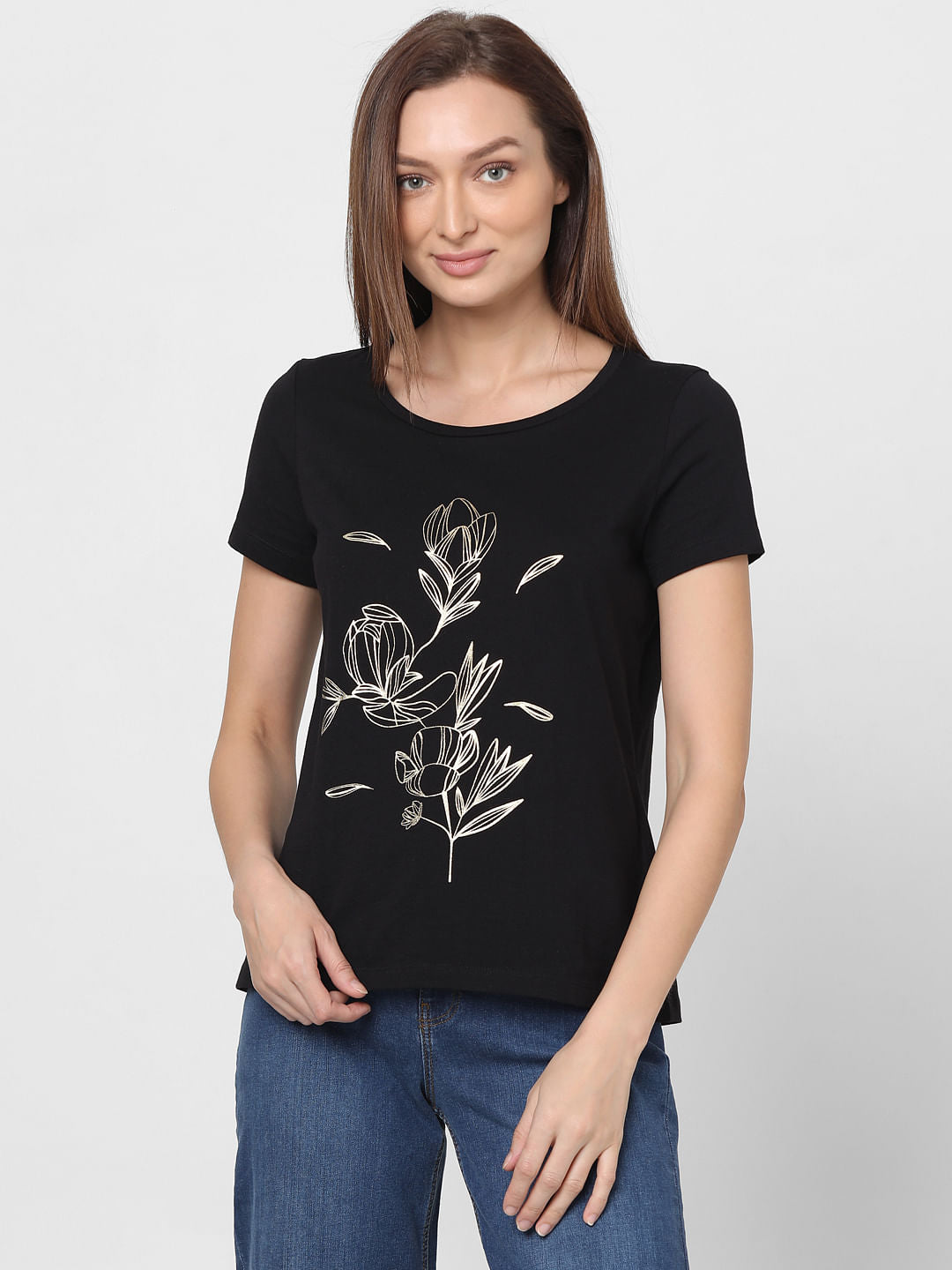 Black Foil Print T-Shirt