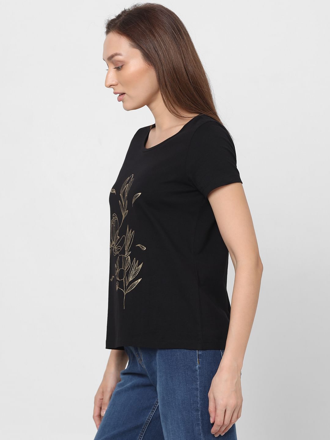 Black Foil Print T-Shirt