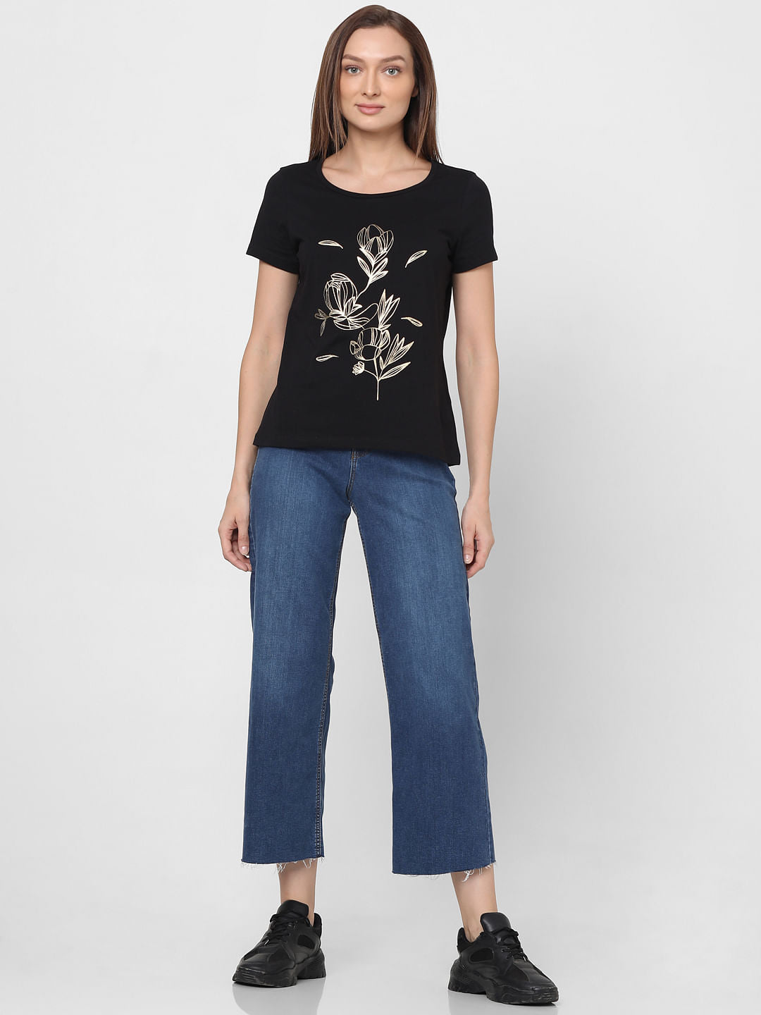 Black Foil Print T-Shirt