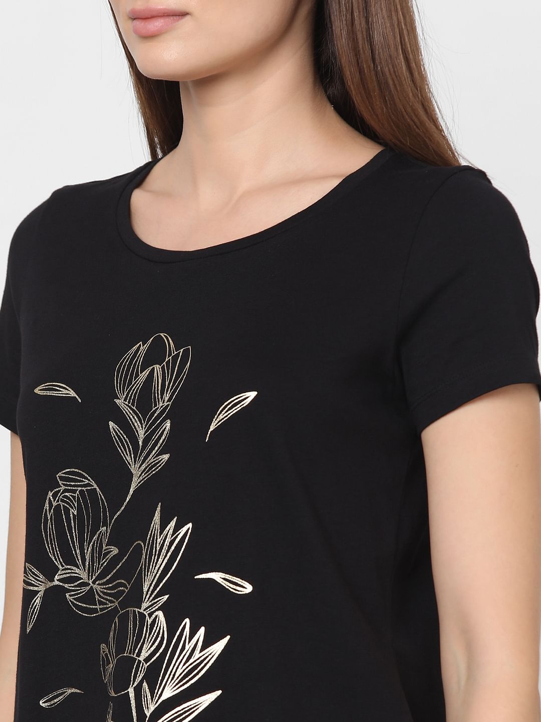 Black Foil Print T-Shirt