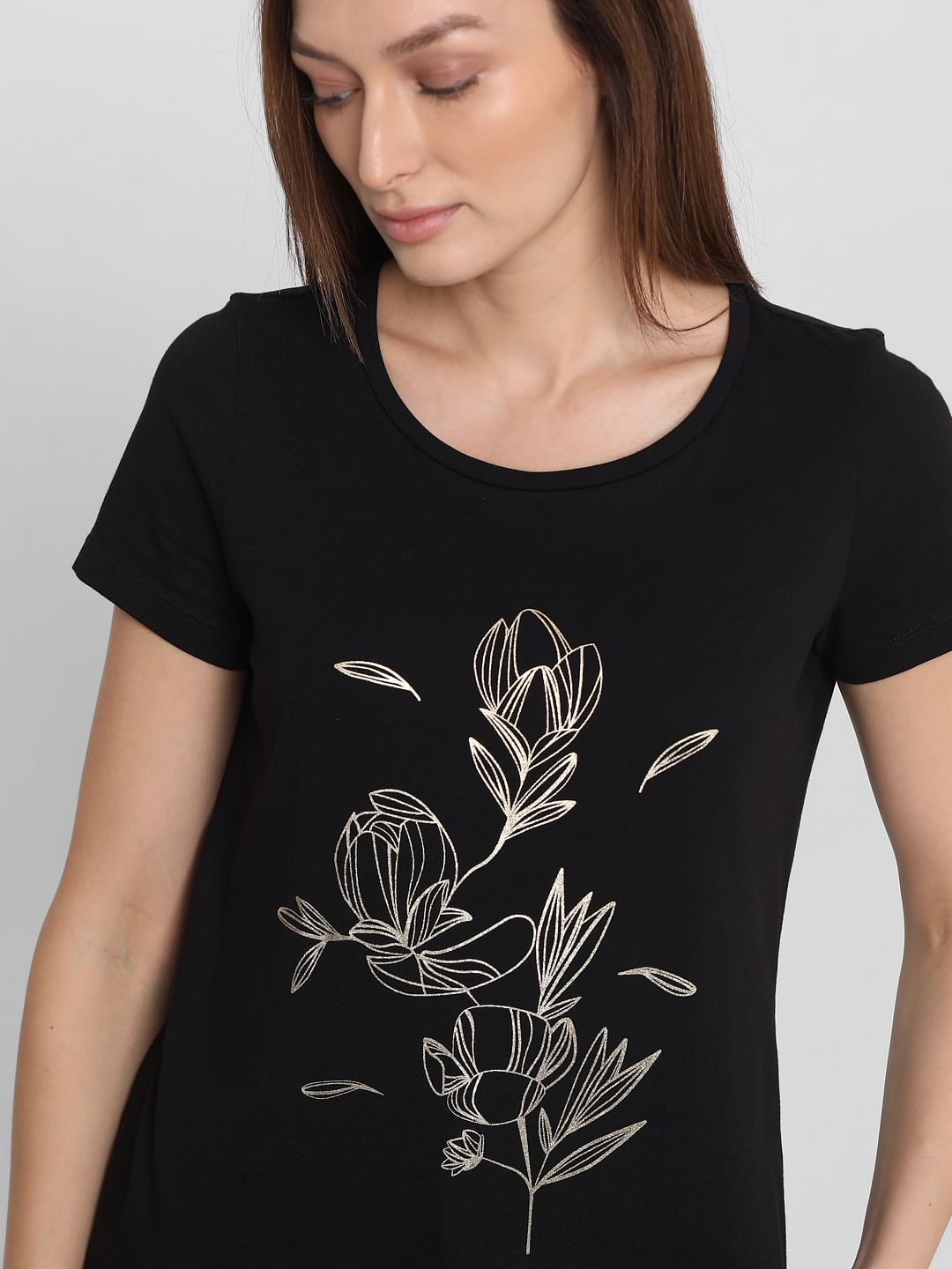 Black Foil Print T-Shirt