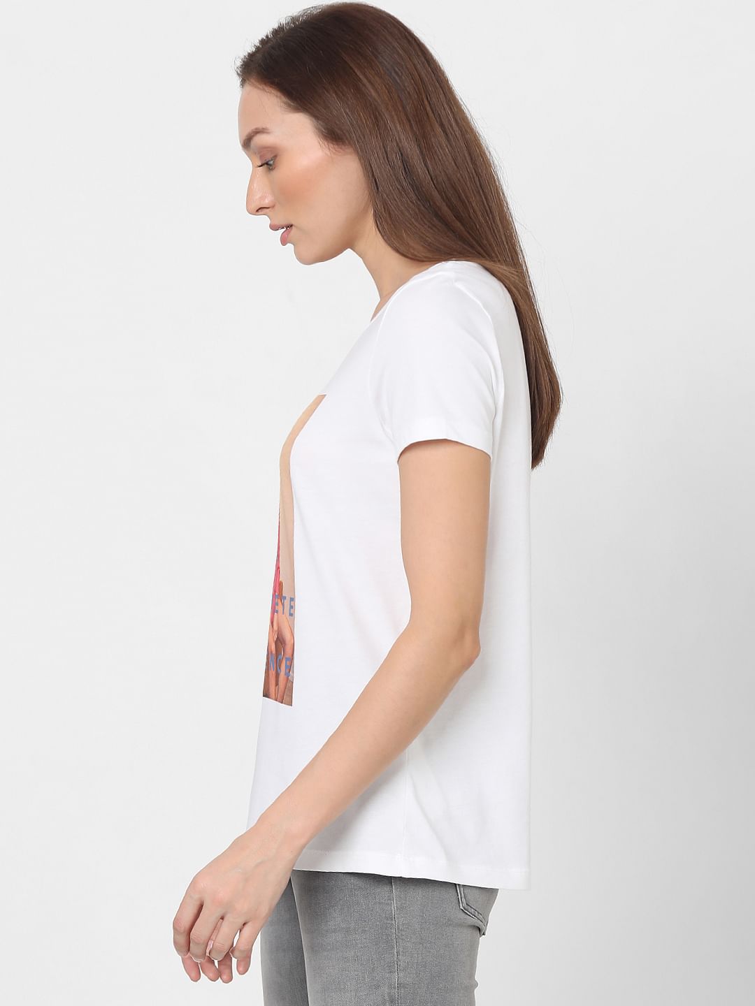 White Graphic Print T-Shirt