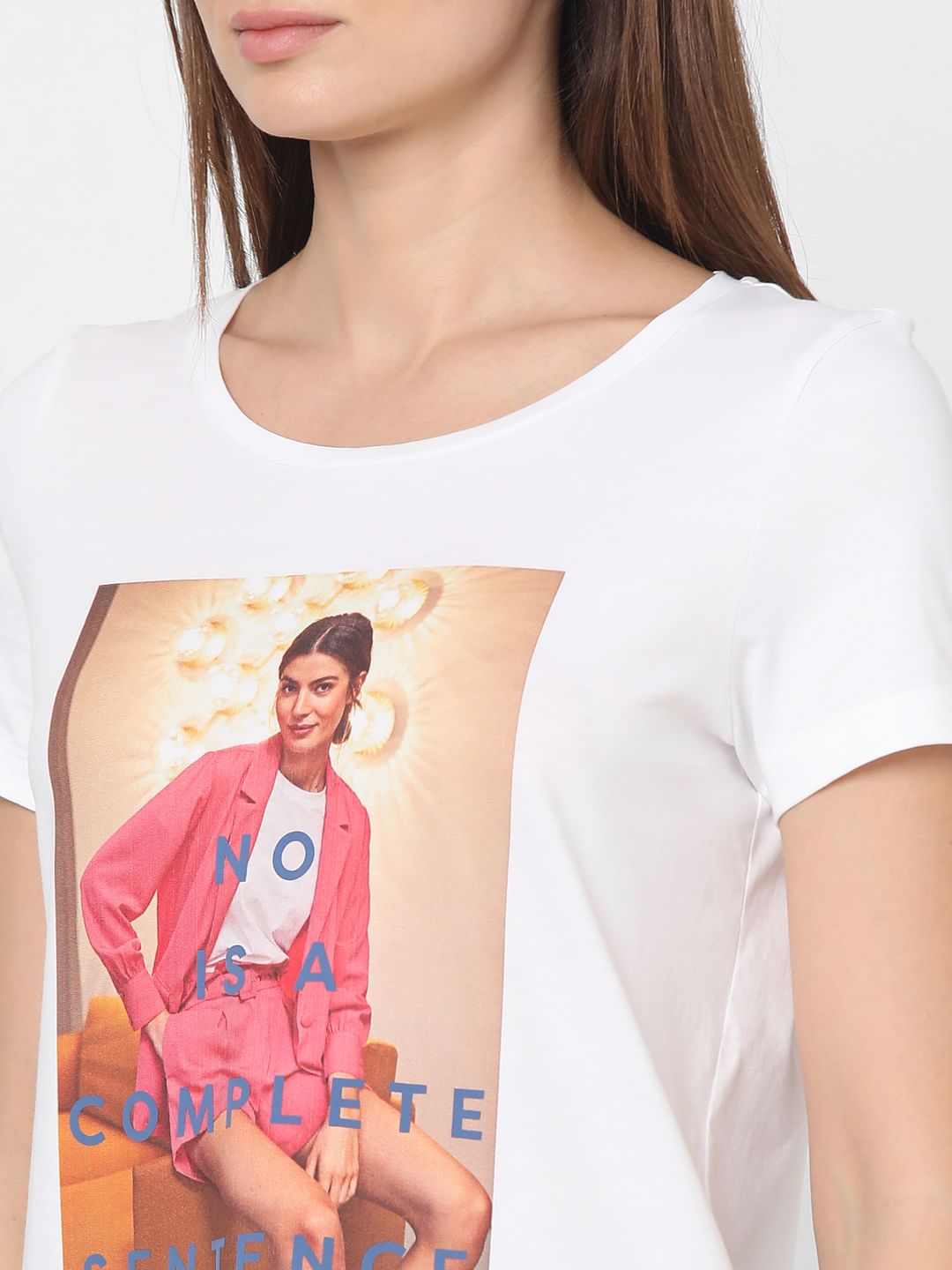 White Graphic Print T-Shirt