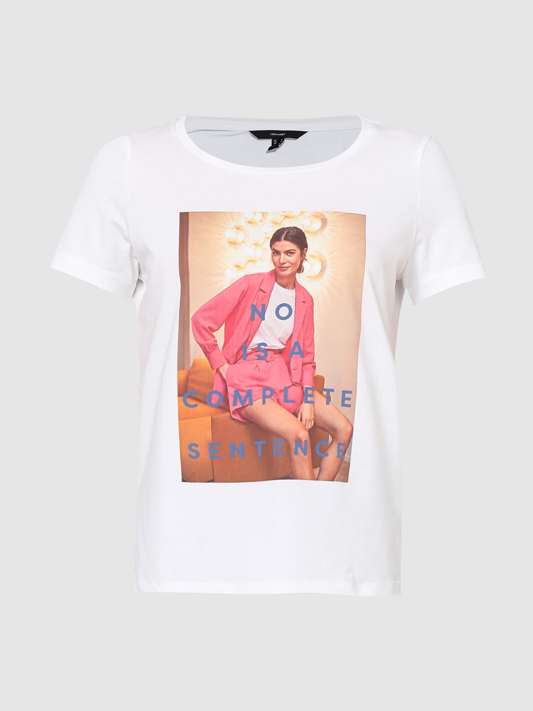 White Graphic Print T-Shirt