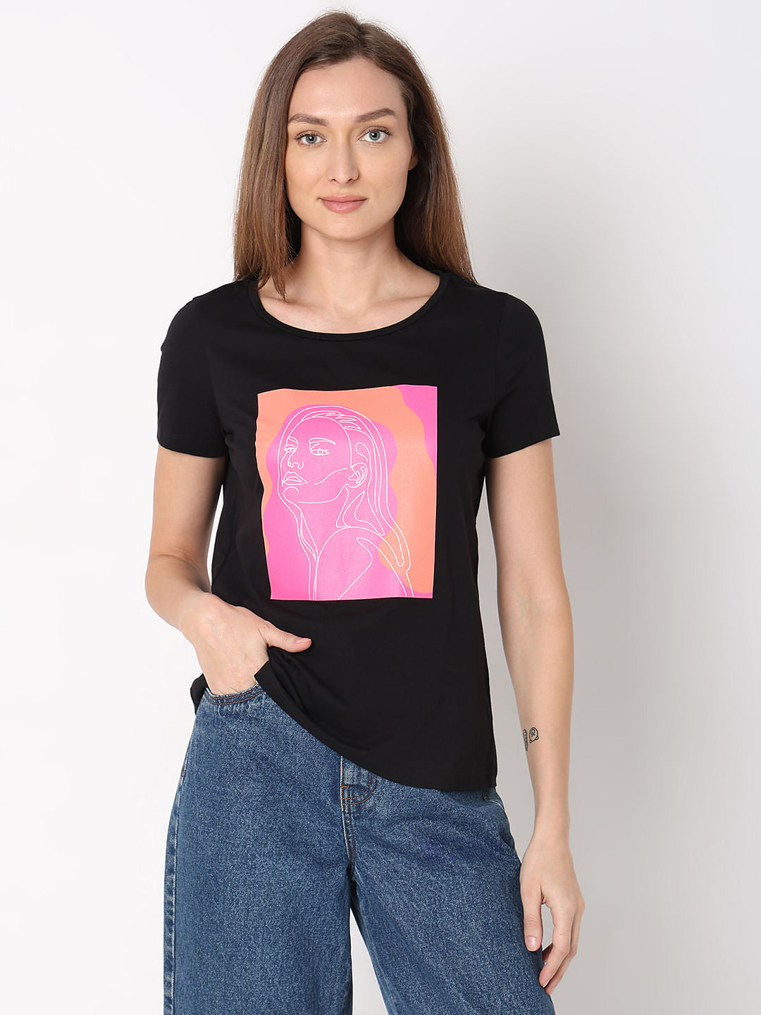 Black Graphic Print T-Shirt