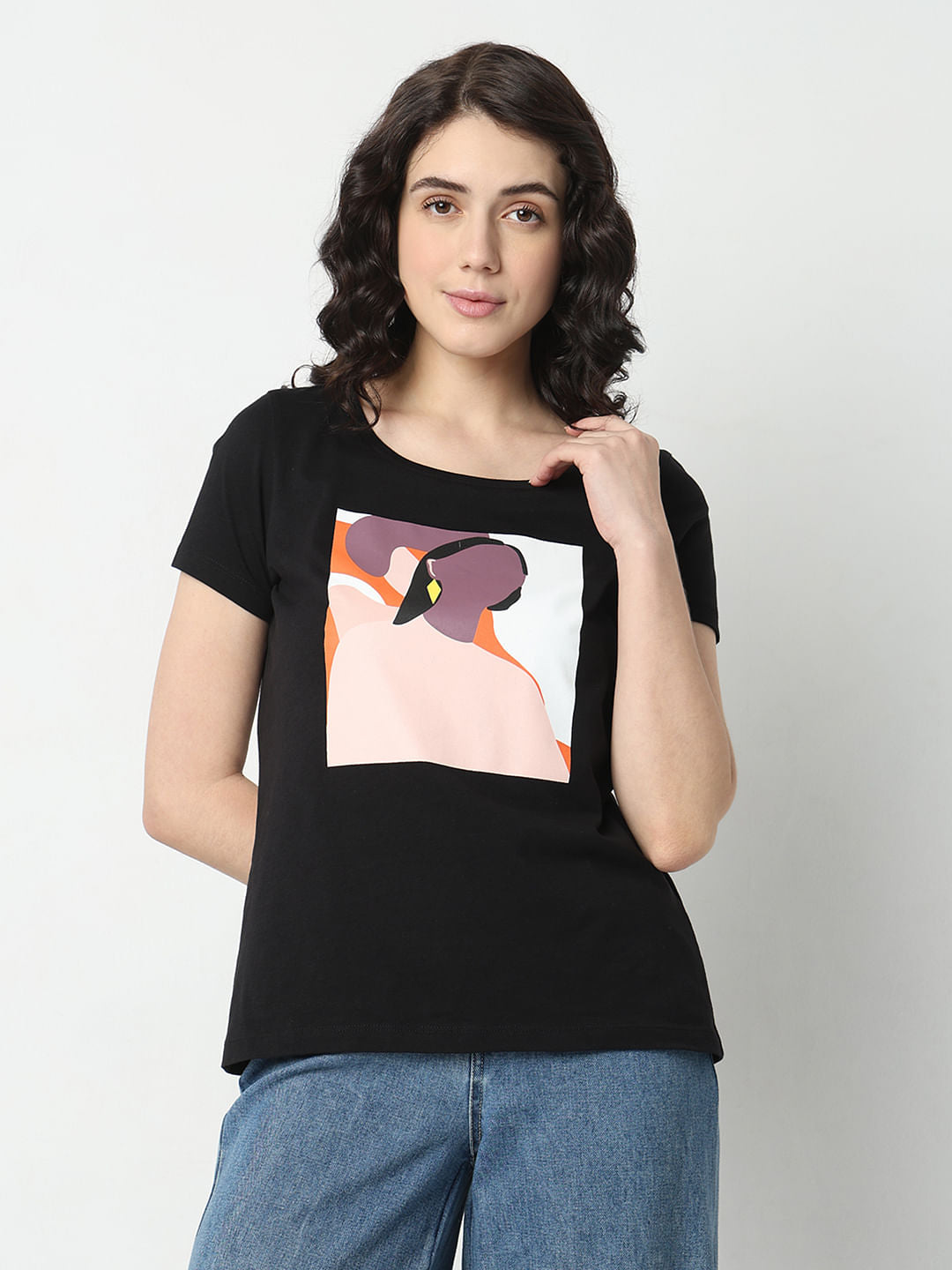 Black Graphic Print T-Shirt