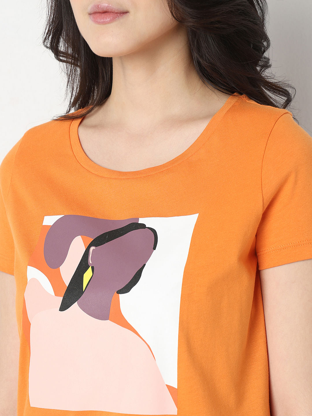 Orange Graphic Print T-Shirt
