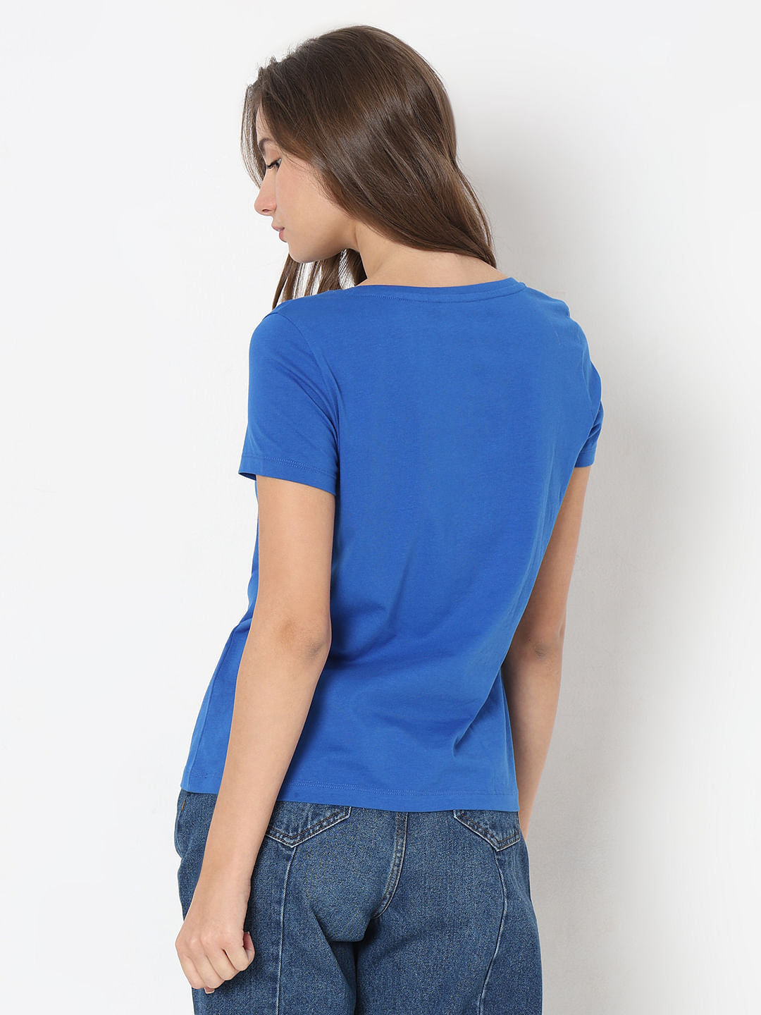 Blue Text Print T-Shirt