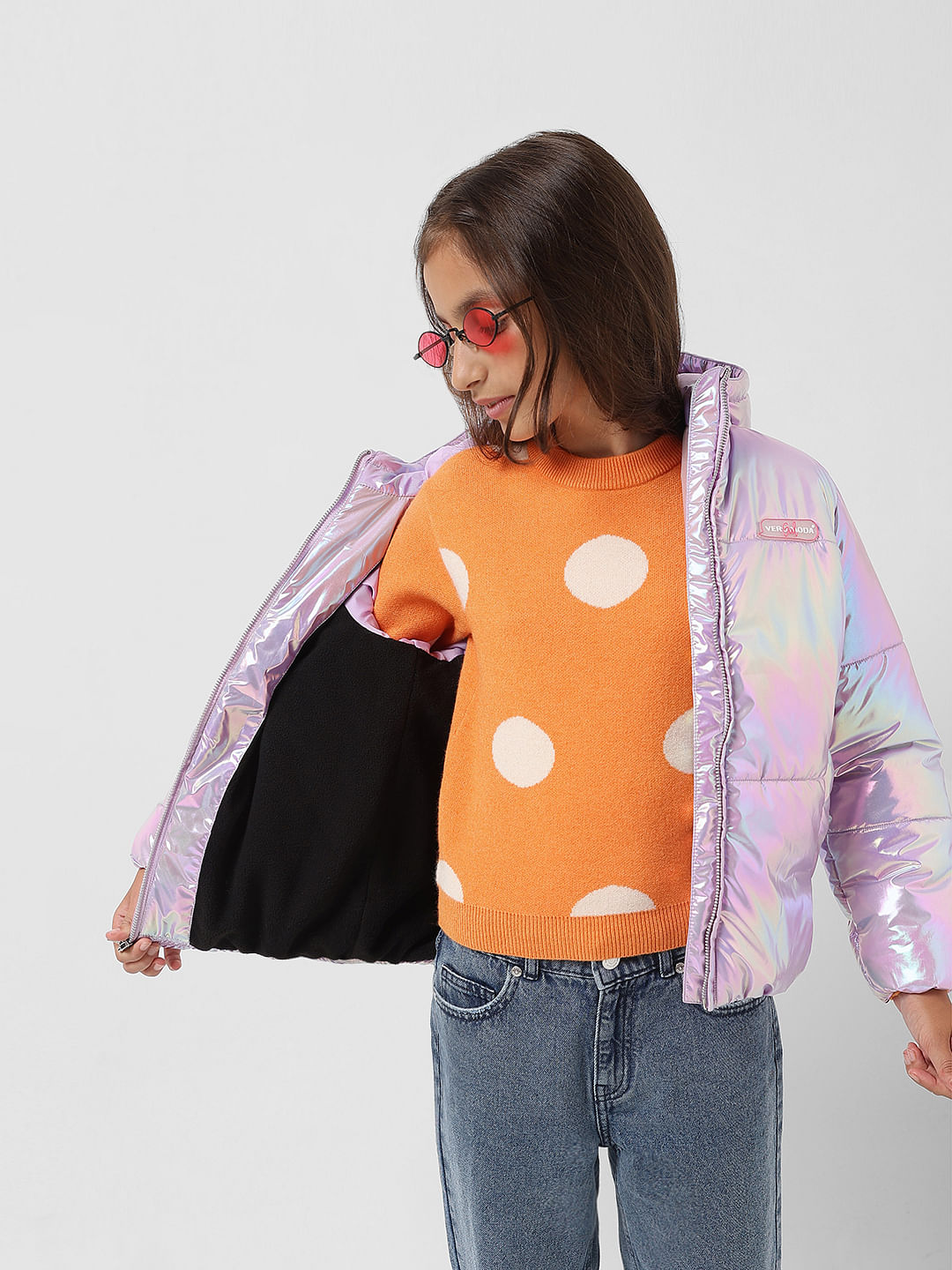 Girl Orange Polka Dot Pullover