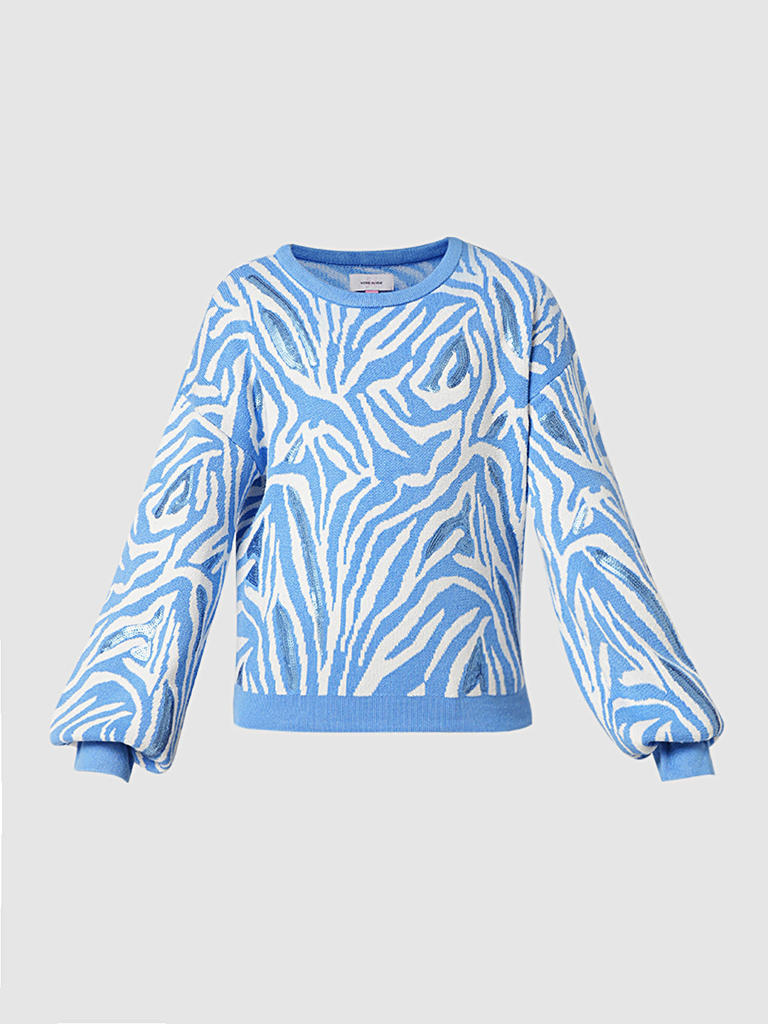 GIRLs Blue Zebra Print Pullover
