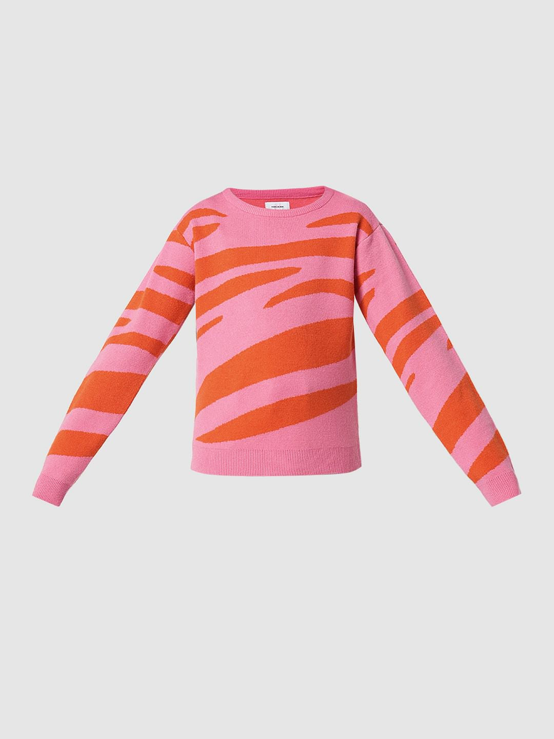Girl Pink Printed Sweater