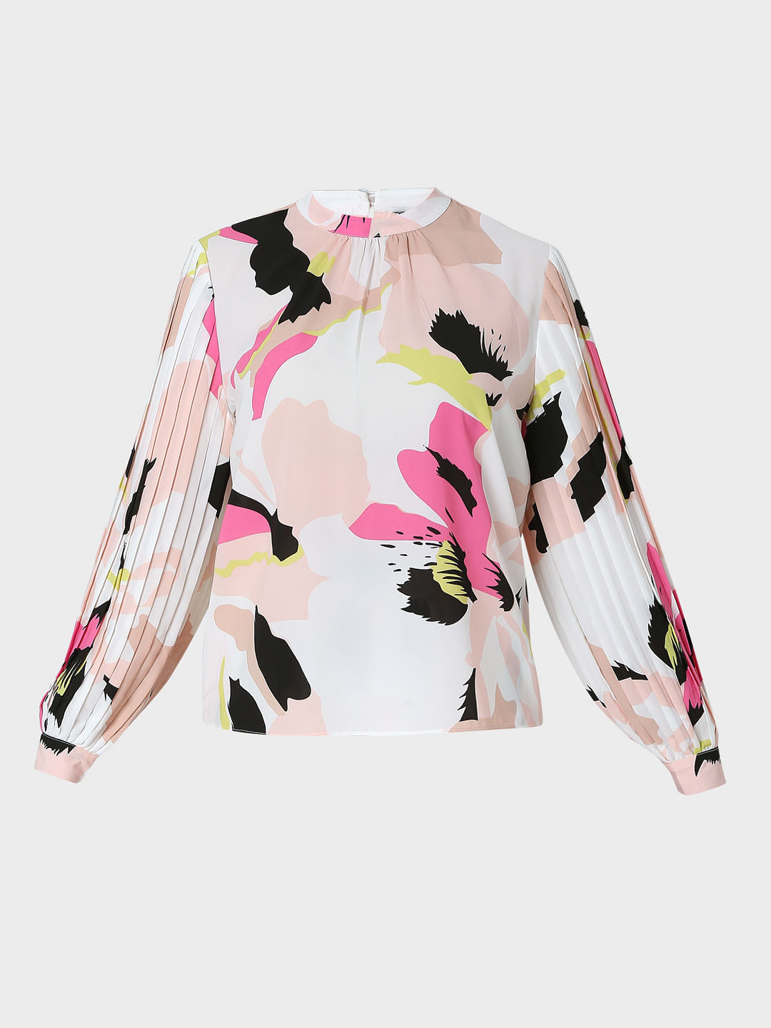 White Abstract Print Co-Ord Top