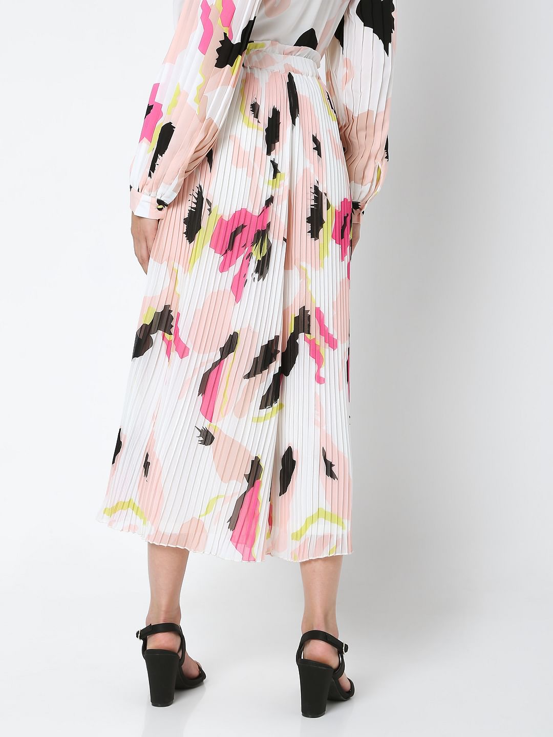 White High Rise Abstract Print Co-Ord Skirt