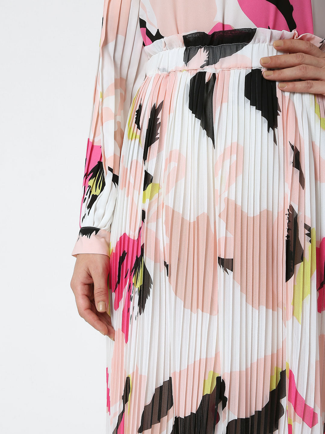 White High Rise Abstract Print Co-Ord Skirt