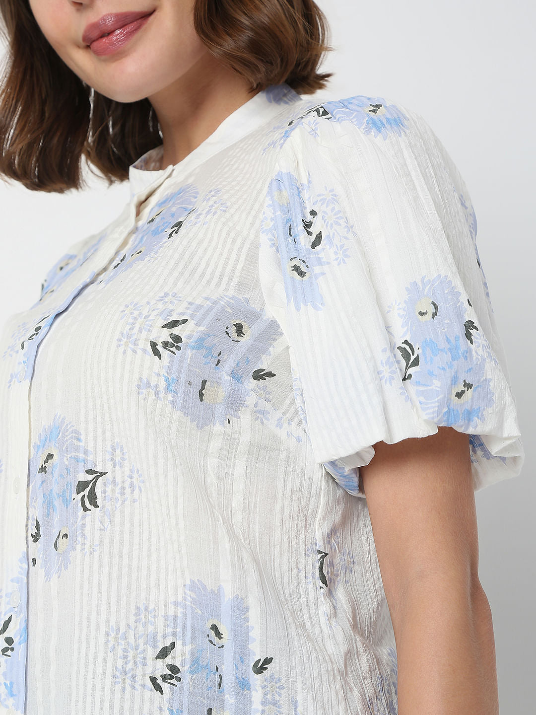 White Floral Print Shirt