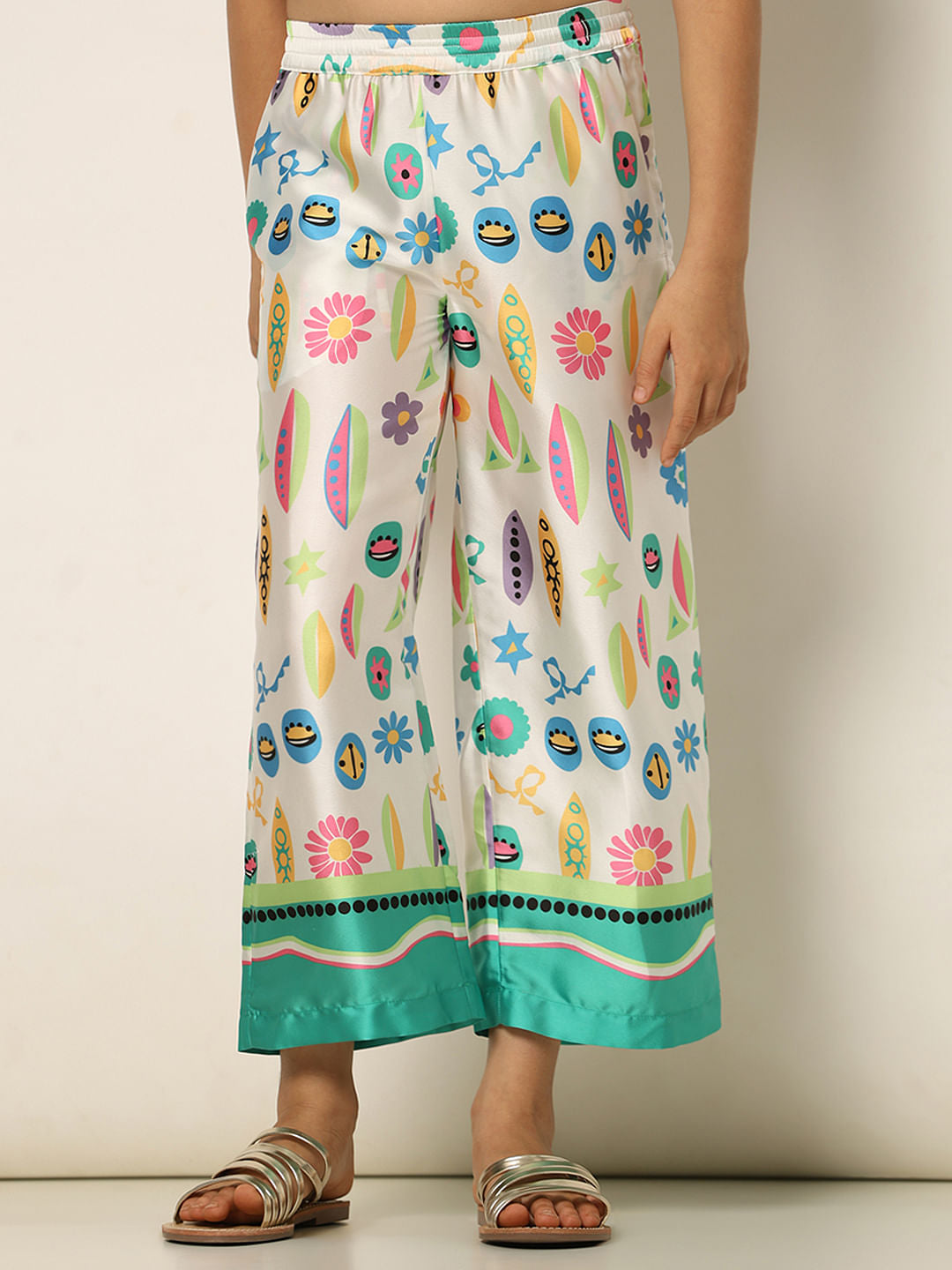 White Printed Co-Ord Set Pants