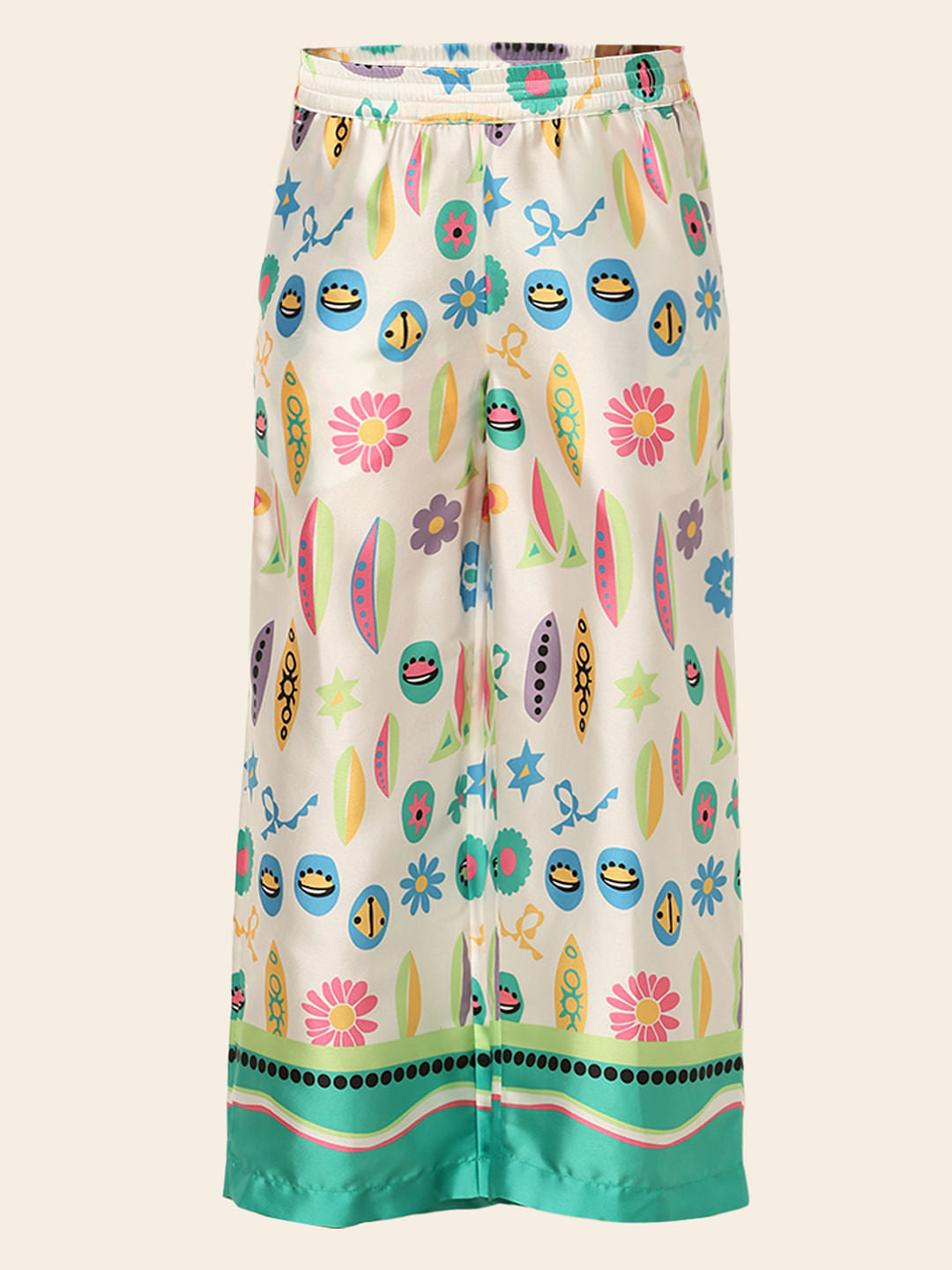 White Printed Co-Ord Set Pants