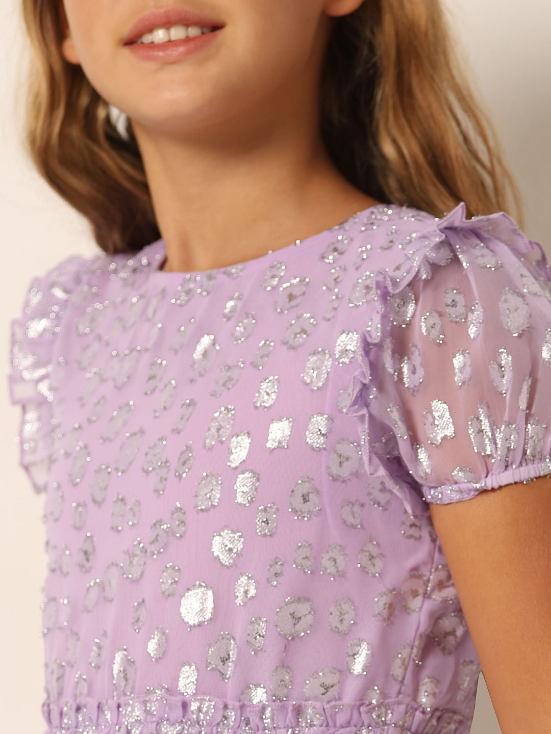 Purple Printed Tiered Dress