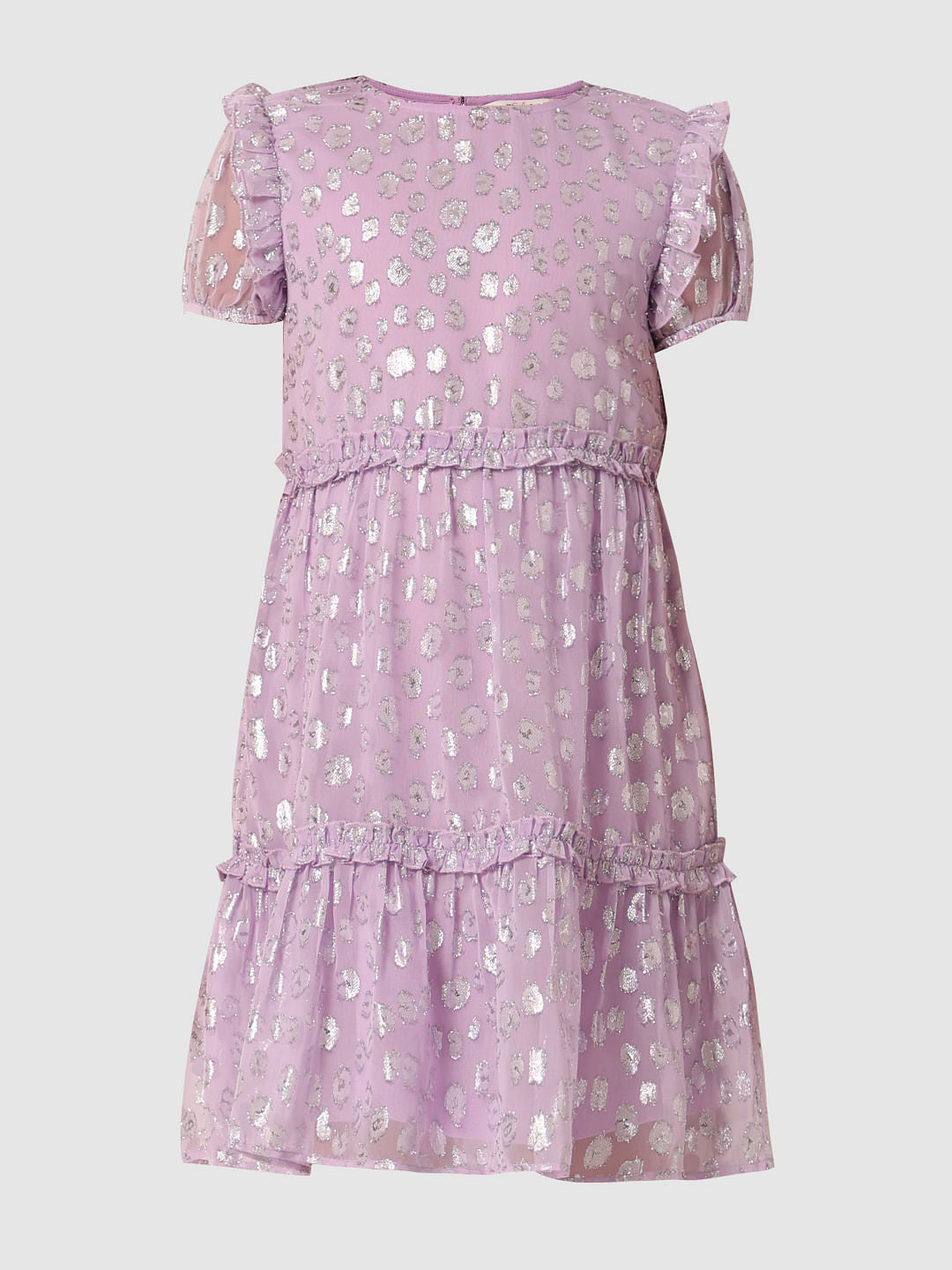 Purple Printed Tiered Dress