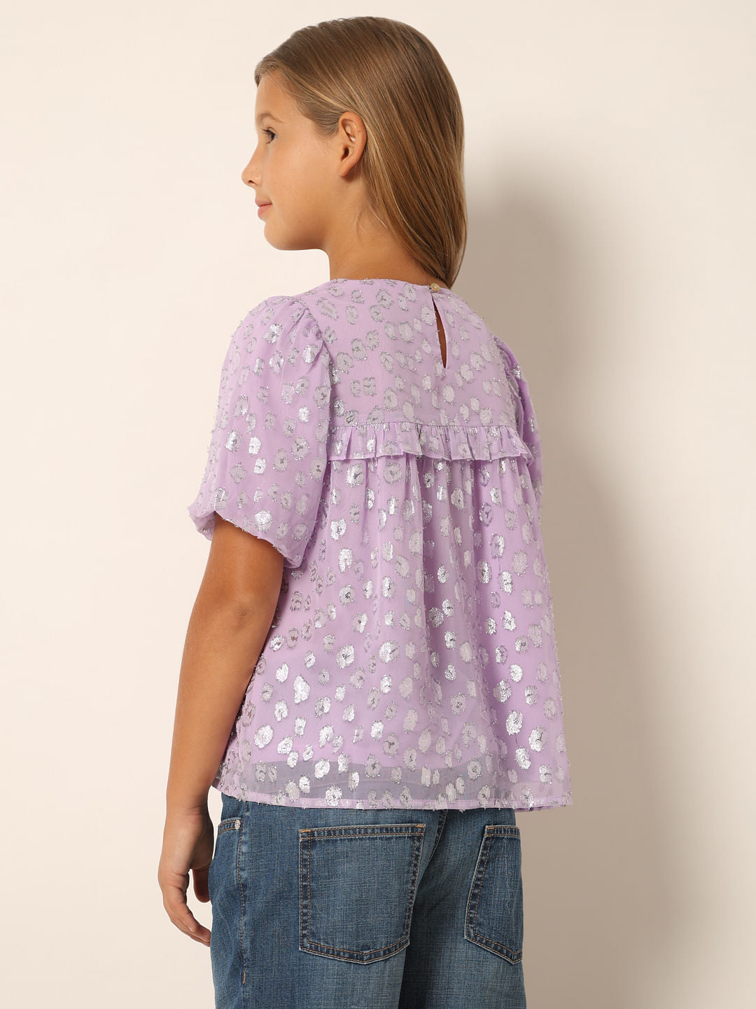 Purple Printed Flared Top
