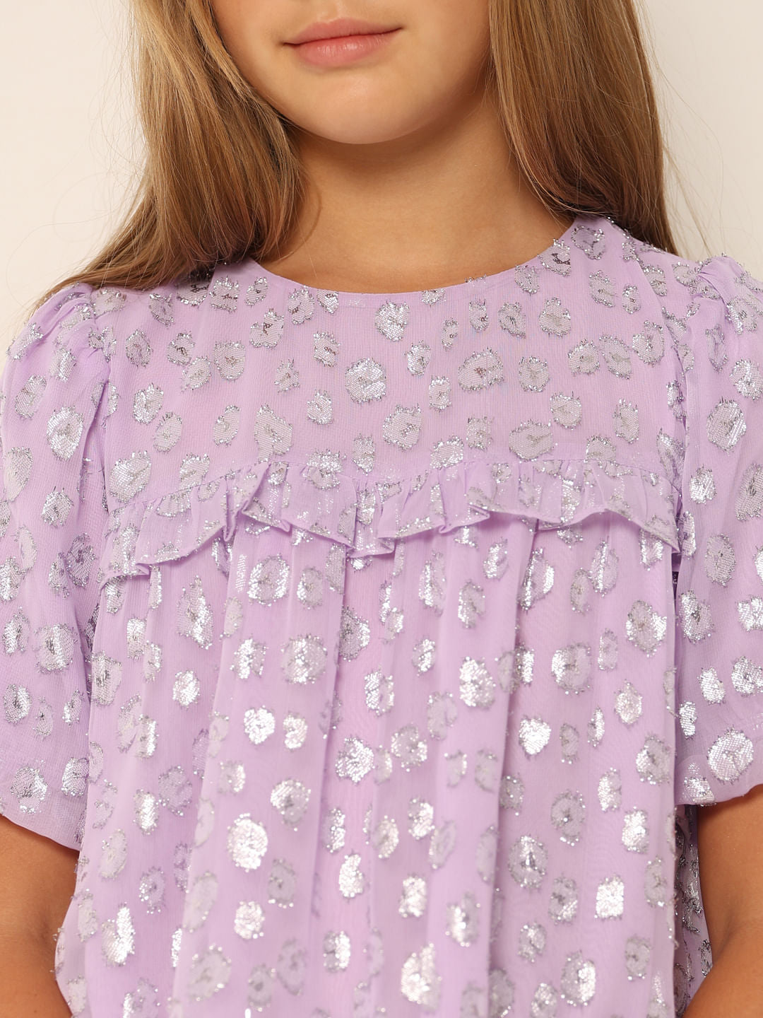 Purple Printed Flared Top