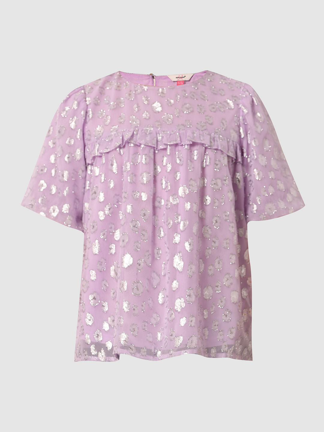 Purple Printed Flared Top