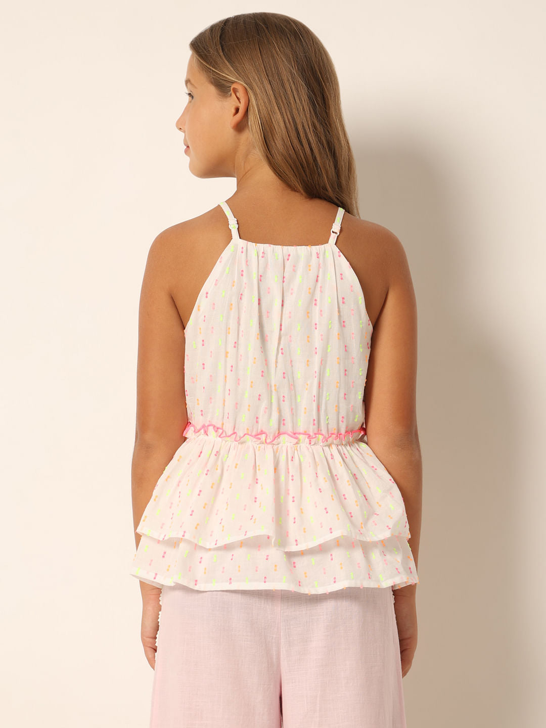 Light Pink Printed Fit & Flare Top