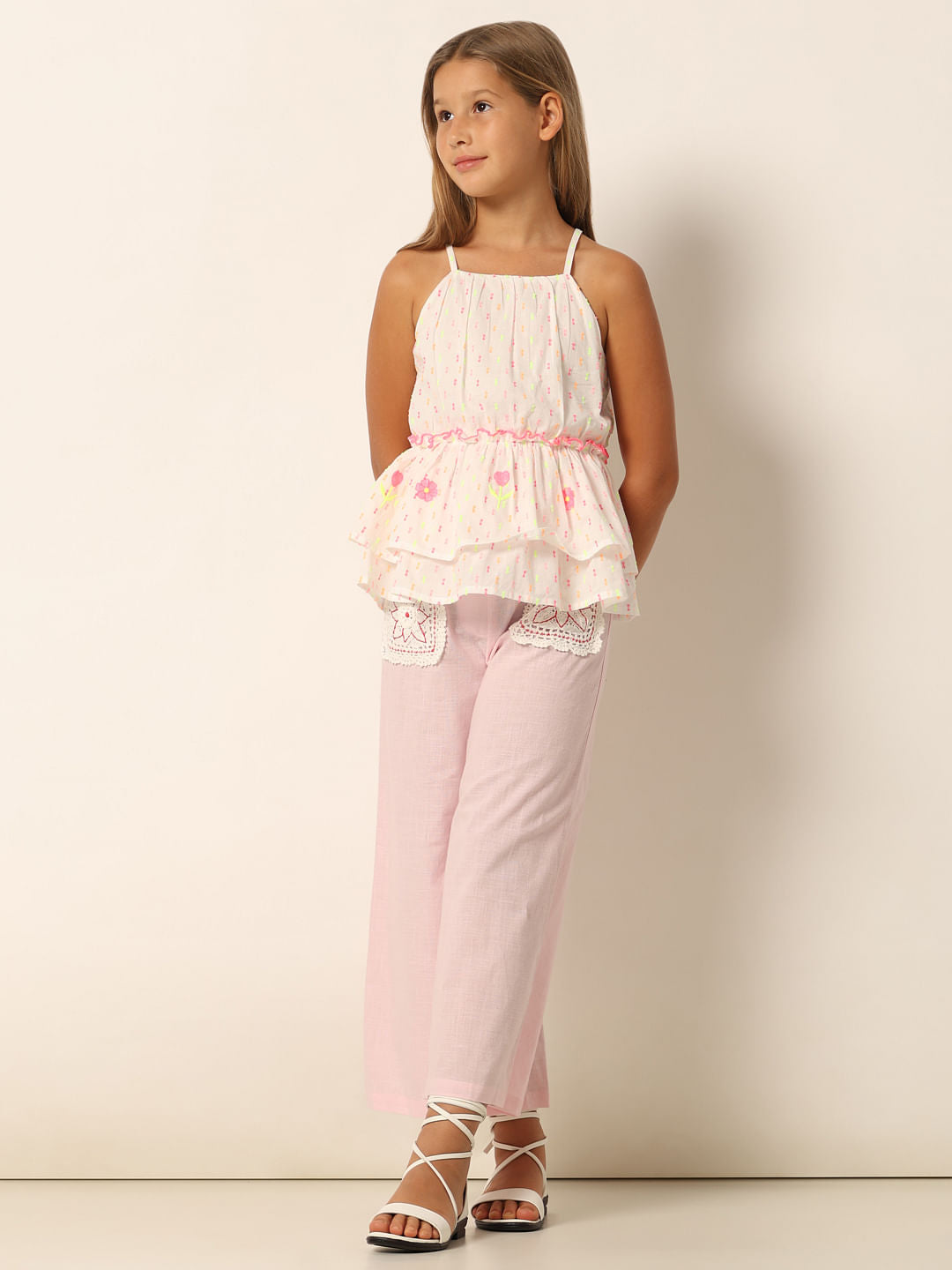 Light Pink Printed Fit & Flare Top