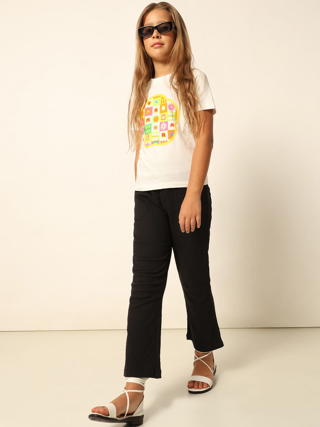 Black Textured Bootcut Pants