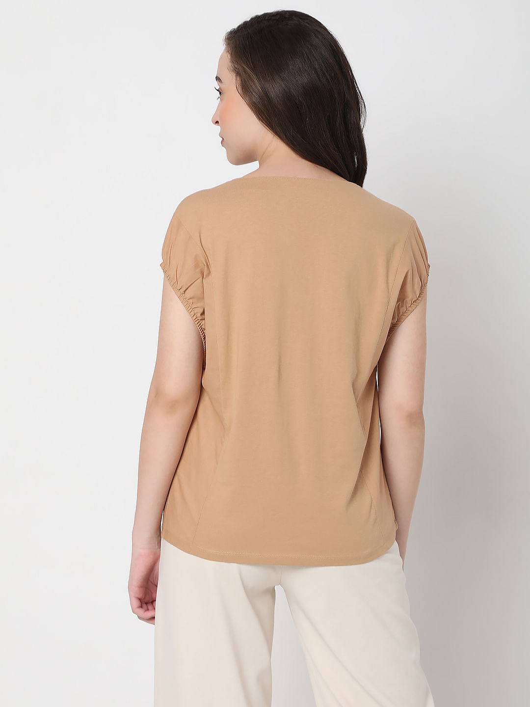 Tan V-Neck Top