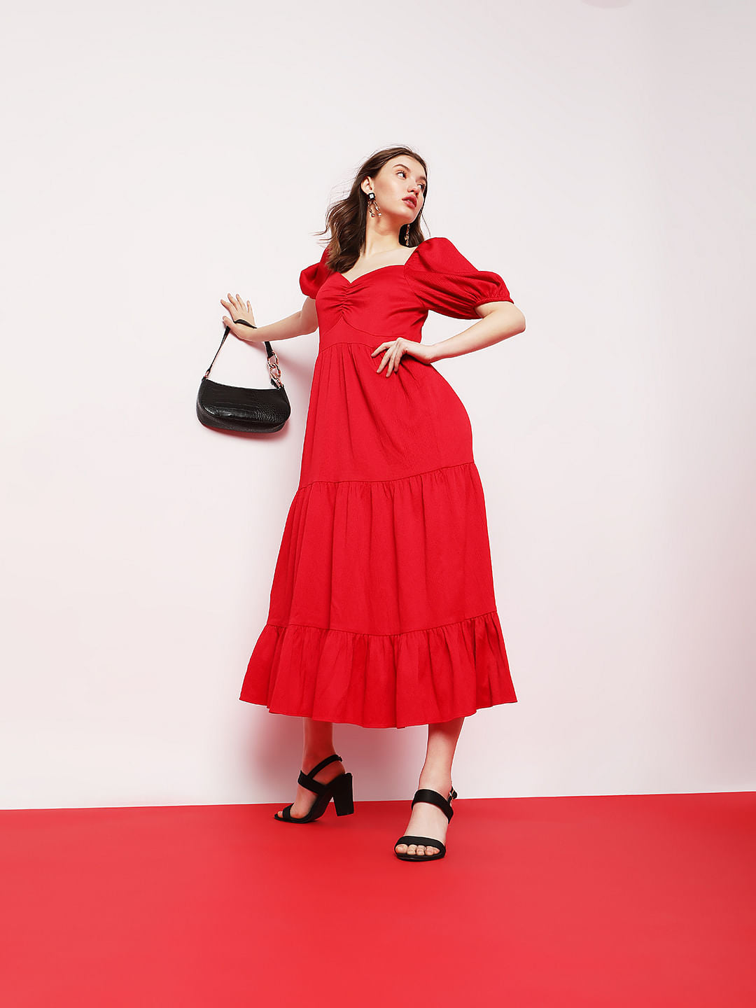 Red Tiered Maxi Dress