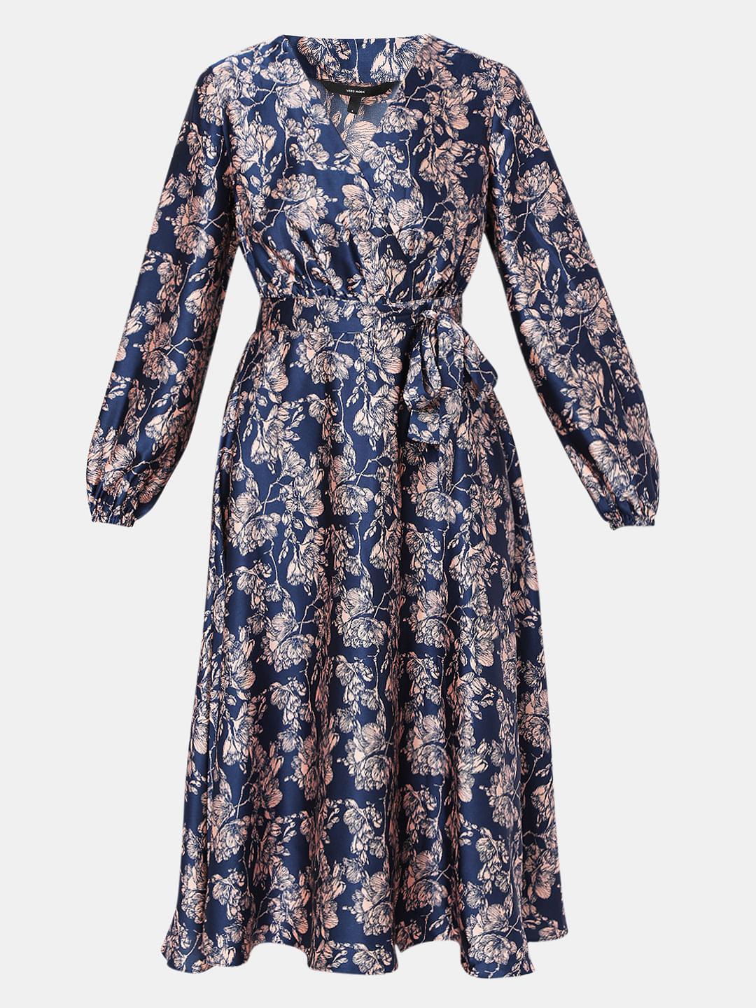 Navy Blue Floral Midi Dress