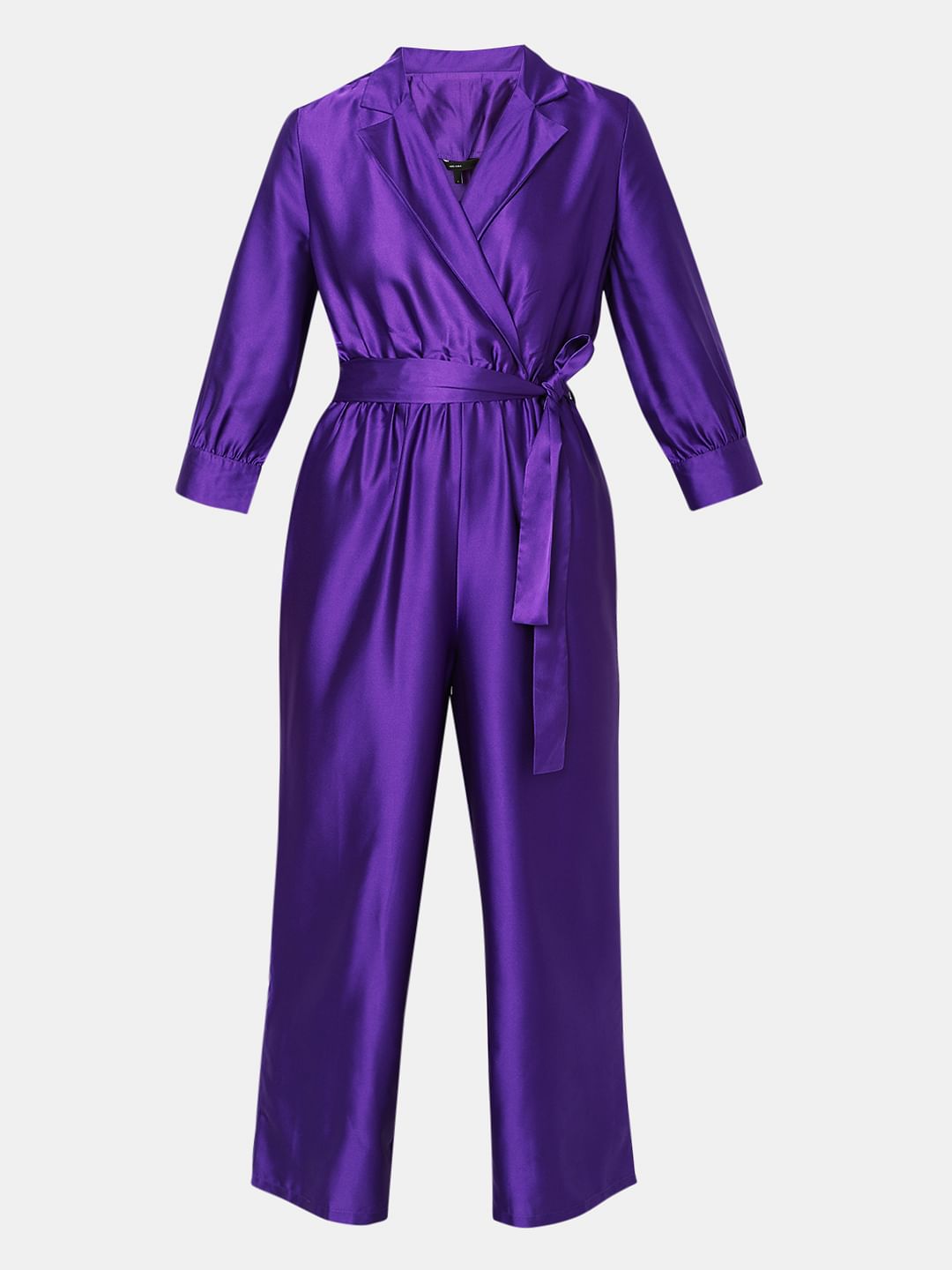Purple Satin Wrap Jumpsuit