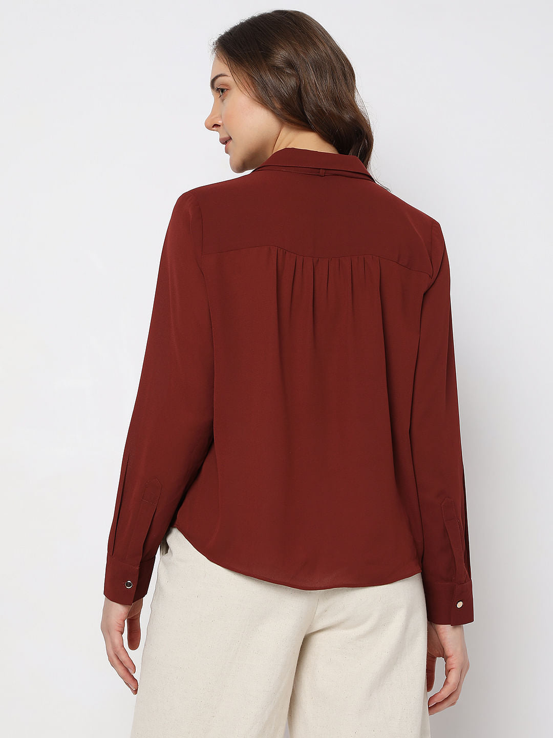 Brick Red Front Tie-Up Shirt