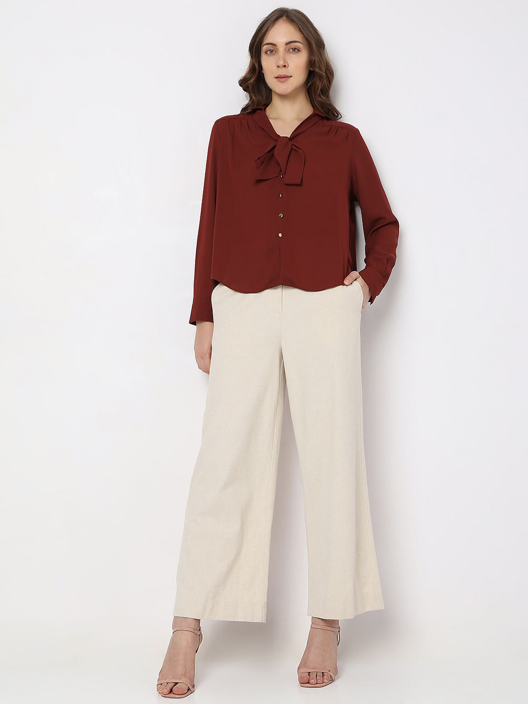 Brick Red Front Tie-Up Shirt