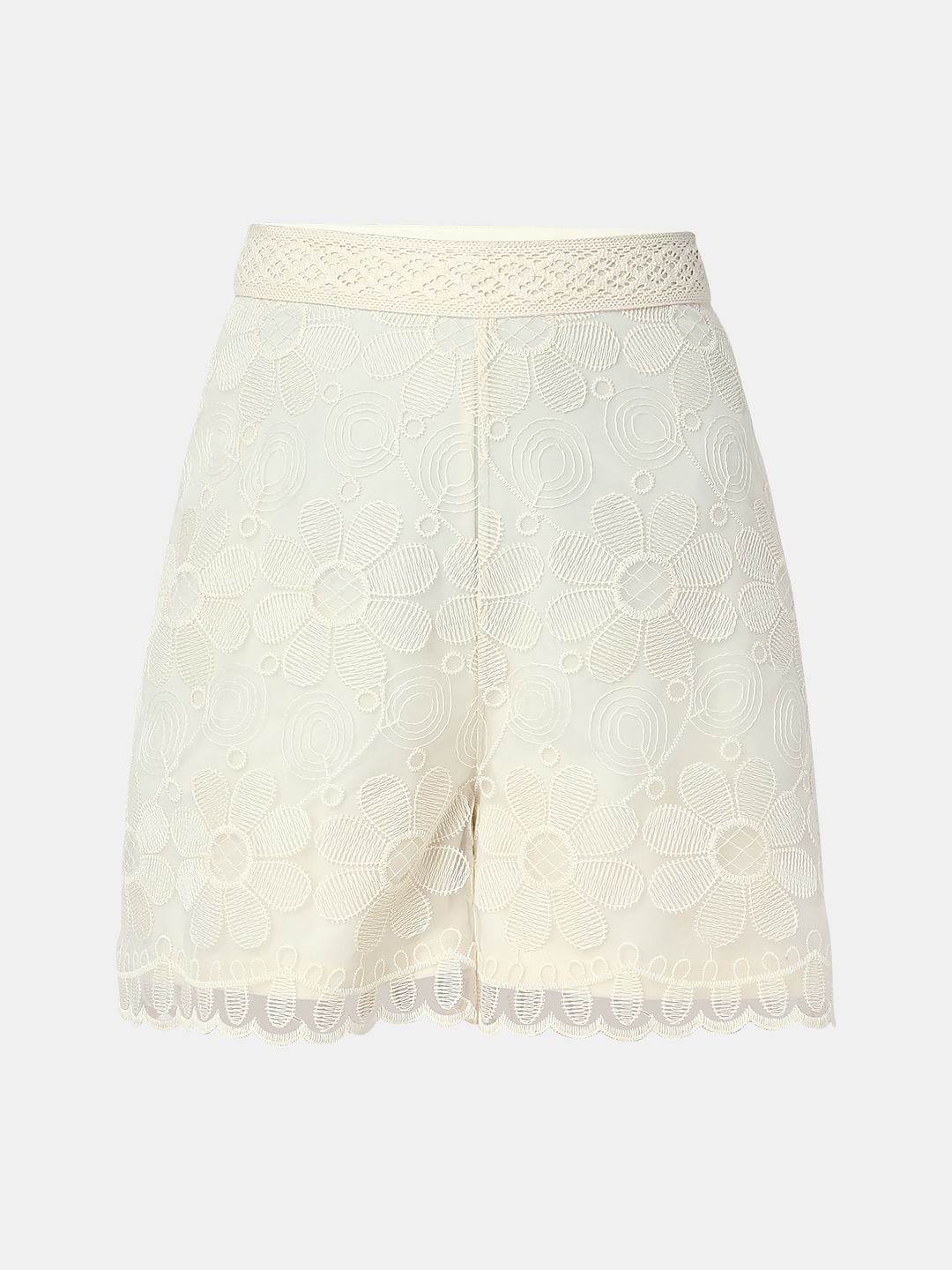 Off-White Embroidered Co-Ord Set Shorts