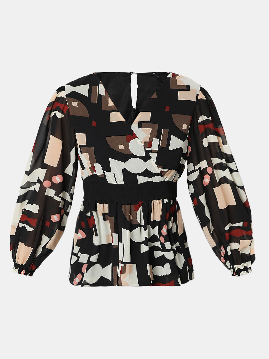 Black Abstract Print Top