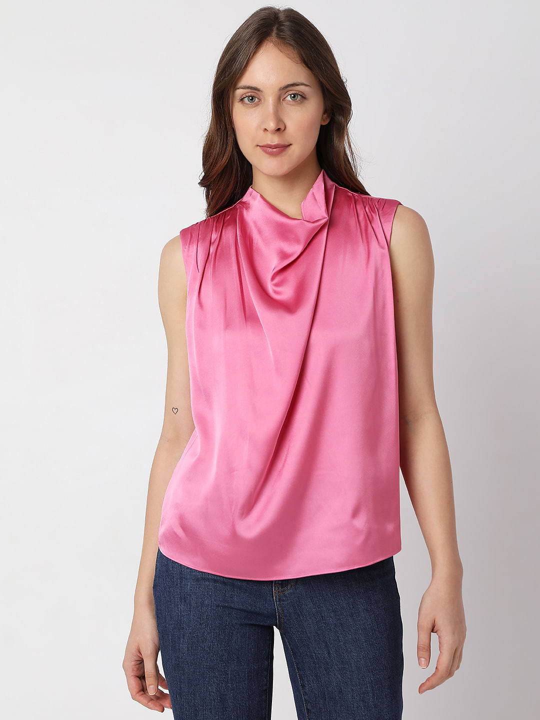 Pink Cowl Neck Top
