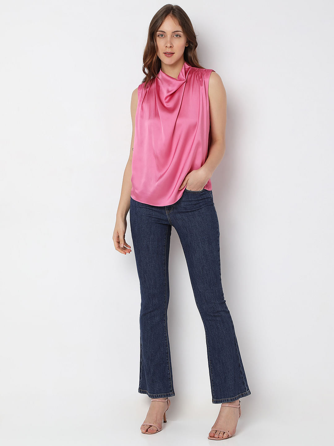 Pink Cowl Neck Top