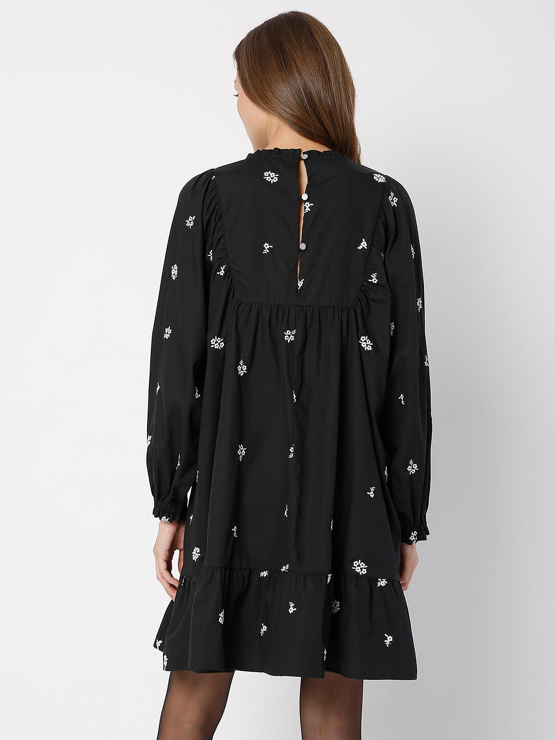 Black Floral Embroidery Dress