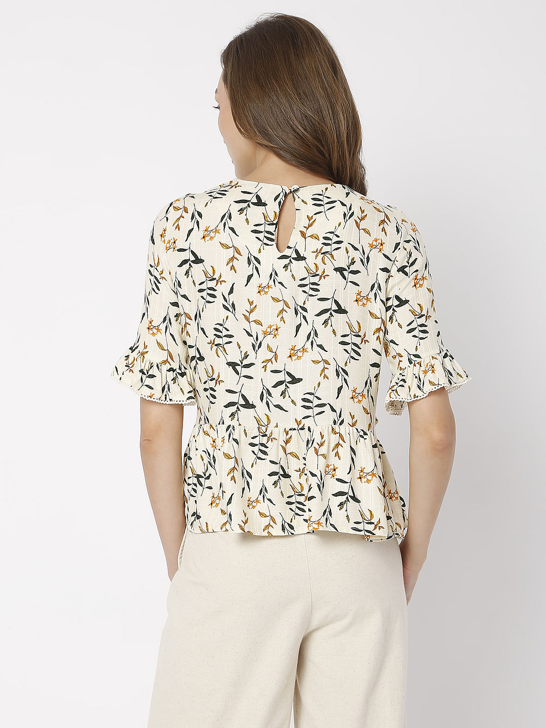 Beige Floral Top