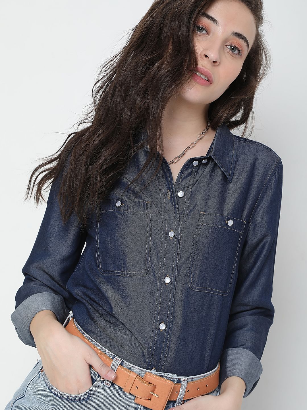 Dark Blue Denim Shirt