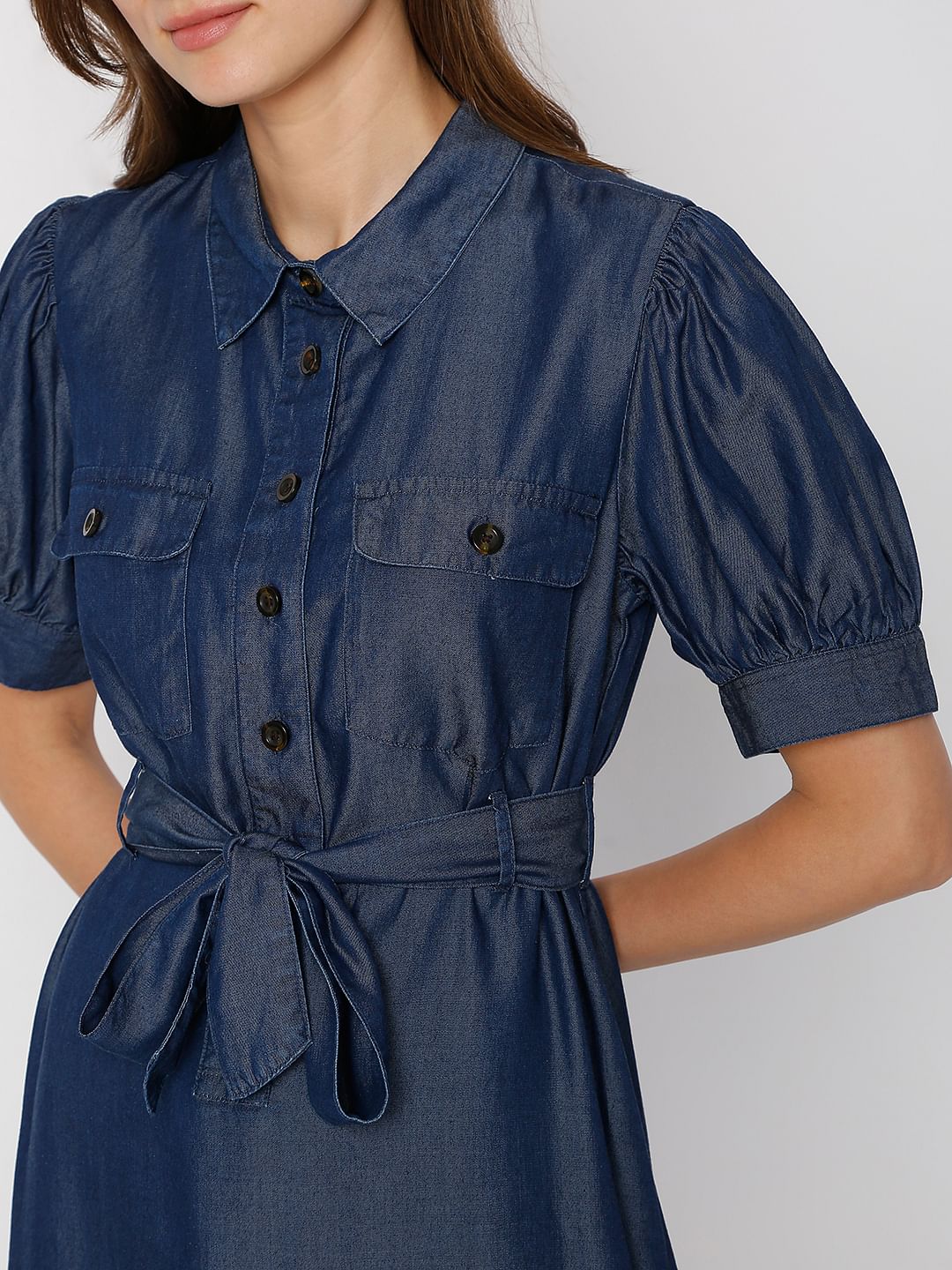 Blue Denim Midi Dress