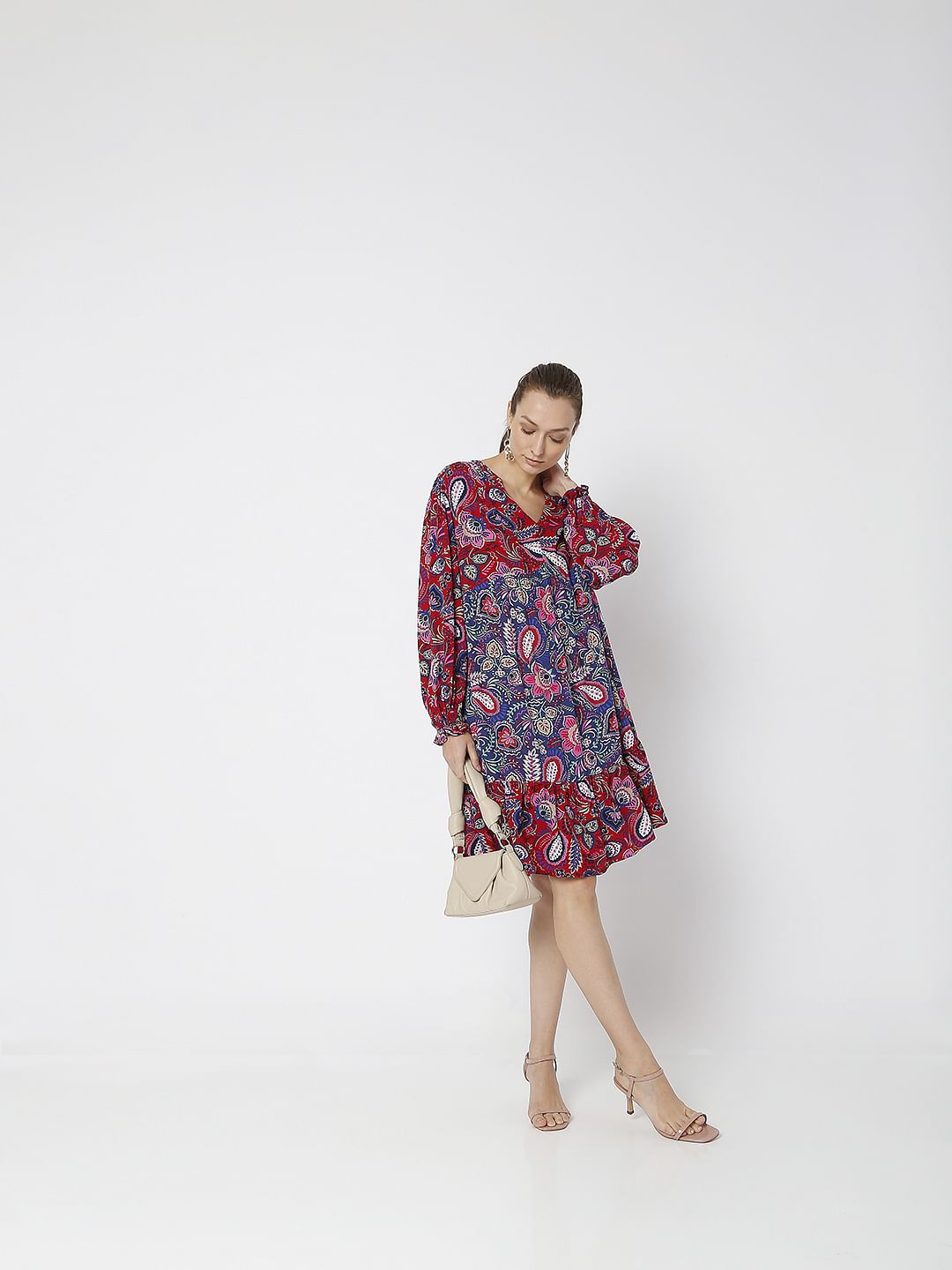 Red Bohemian Print Shift Dress